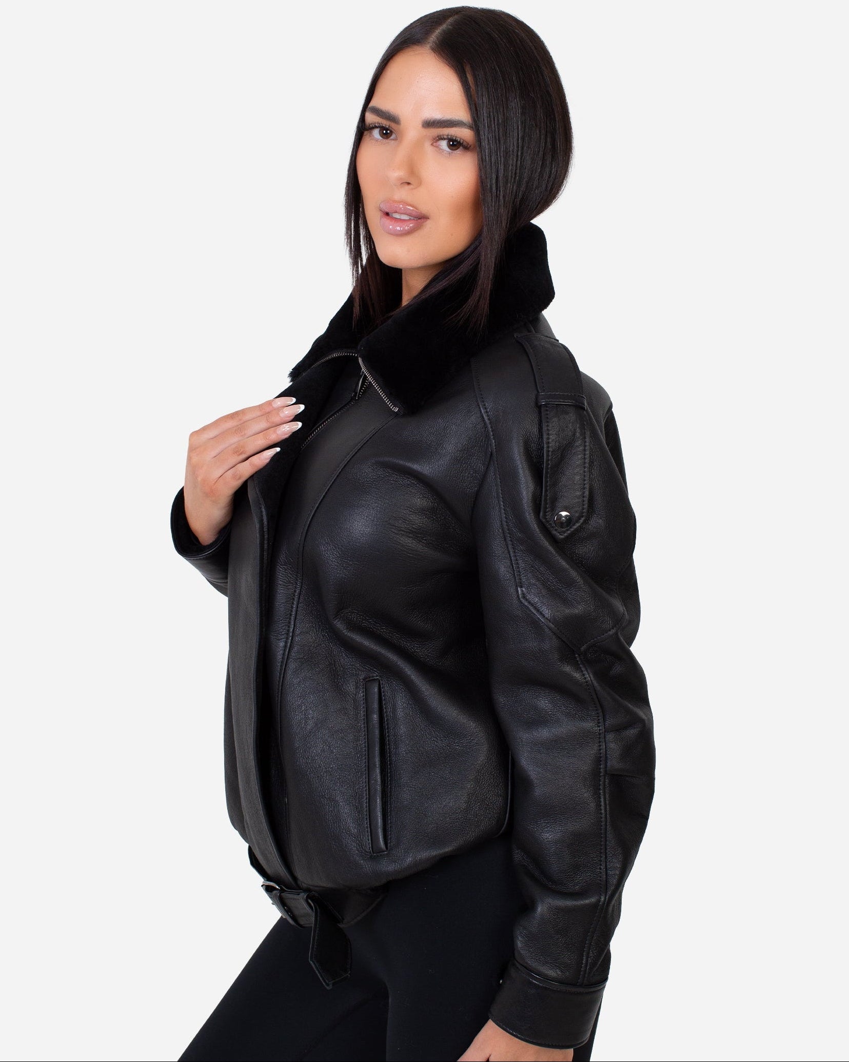 Diana  Genuine Shearling Bomber Coat