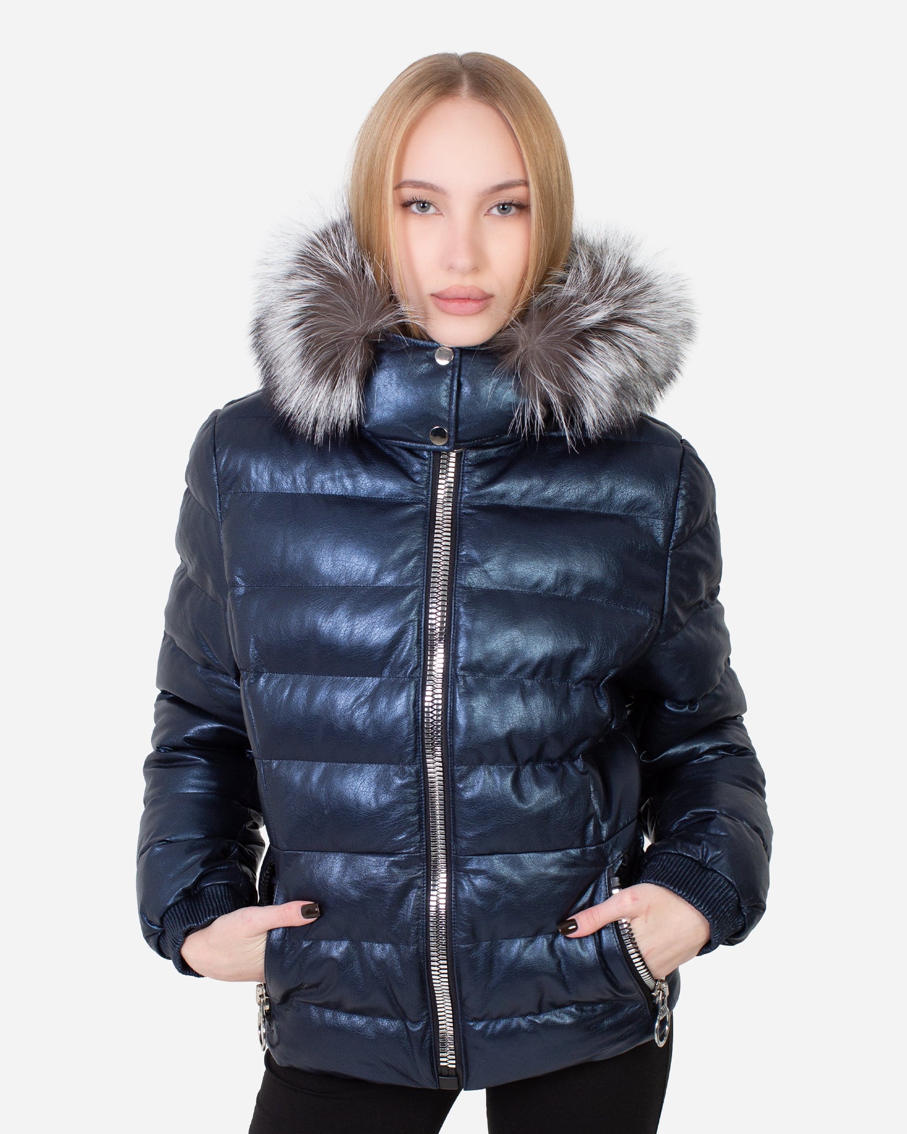 Leslie Leather Parka – Silver Fox