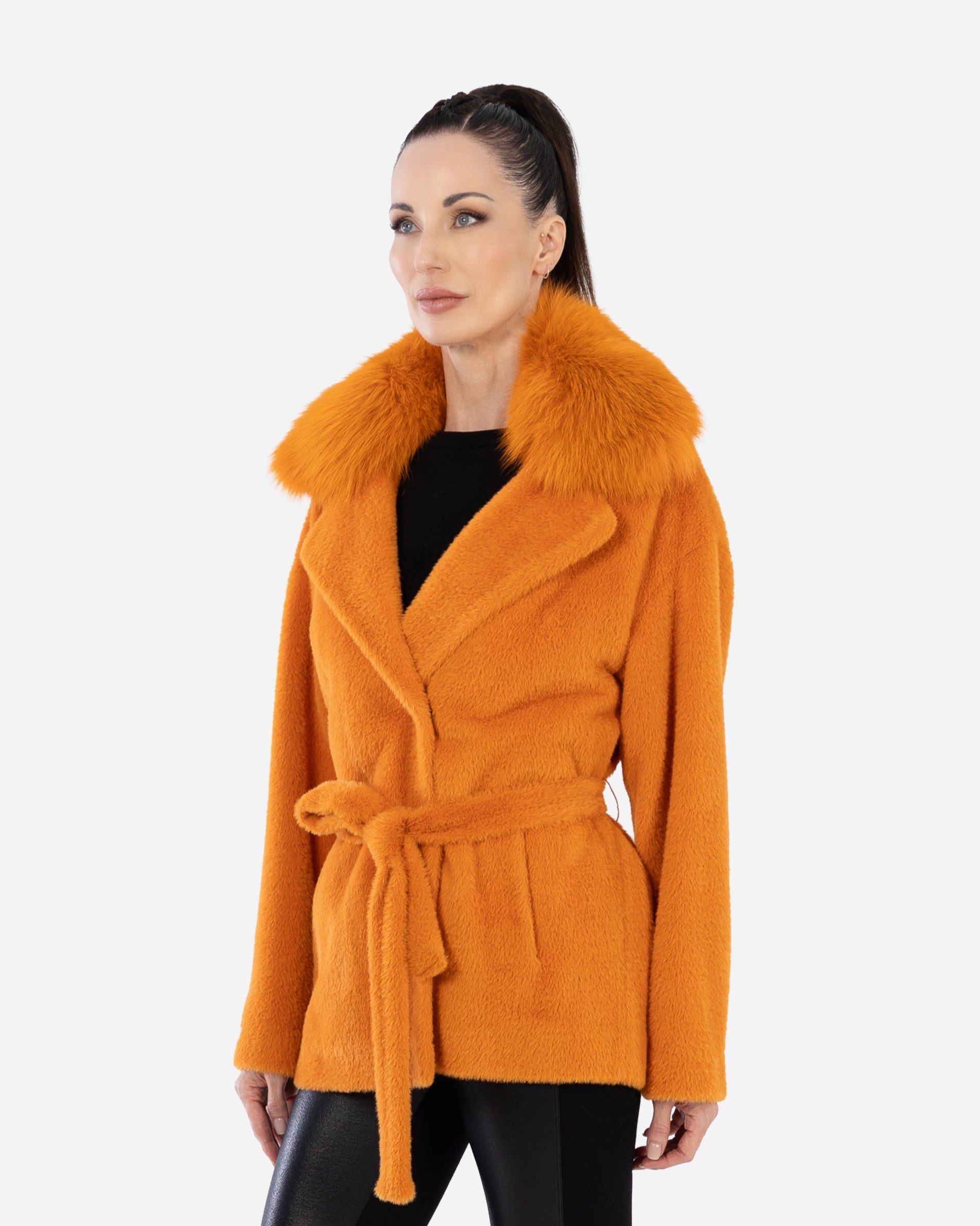 Dahlia Wool Coat with Fur Collar