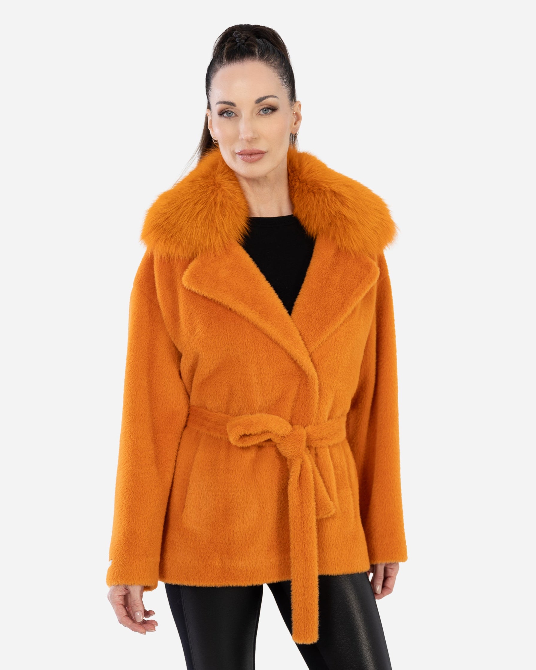 Dahlia Wool Coat with Fur Collar