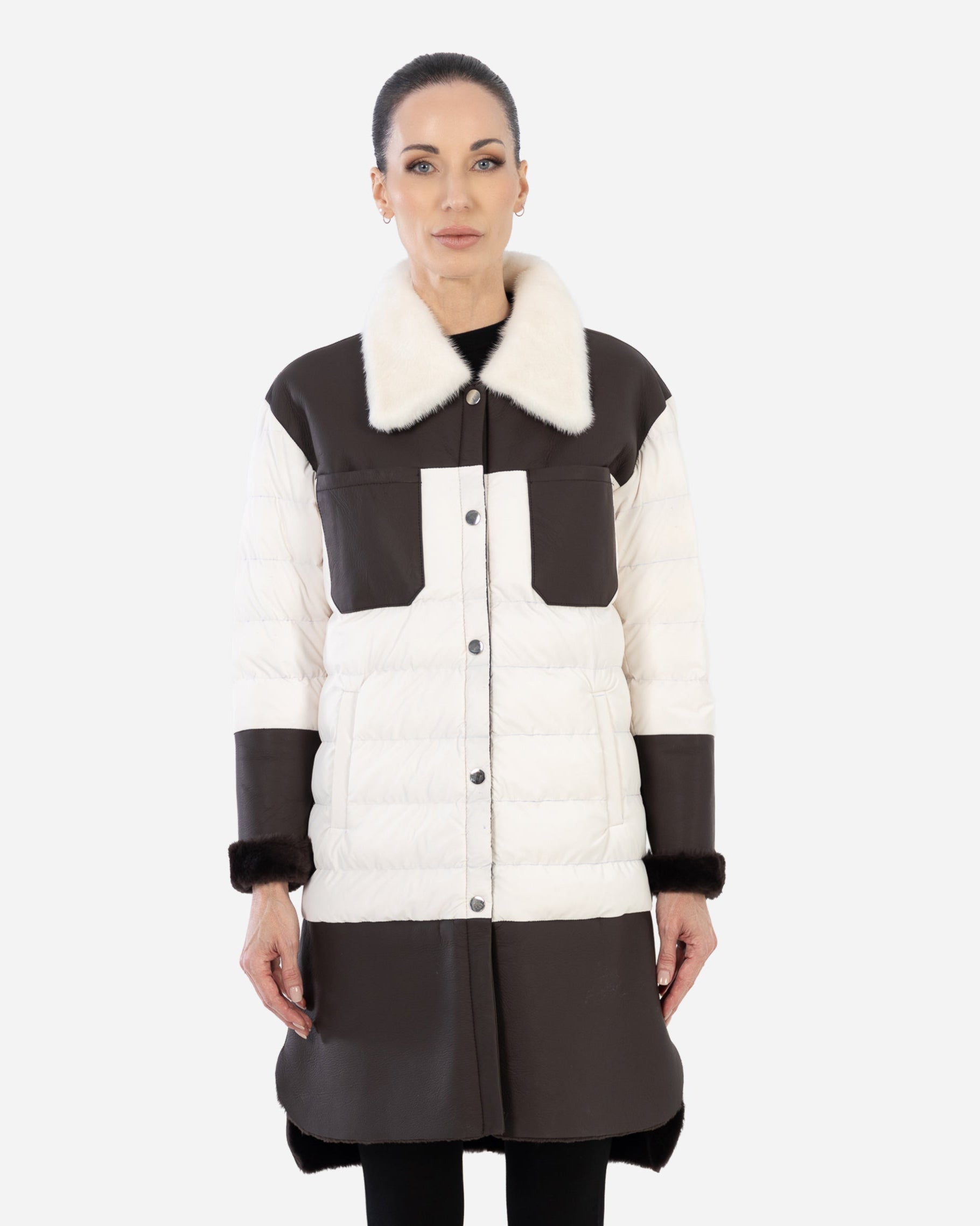 Yara  blends soft shearling  panels  Parka