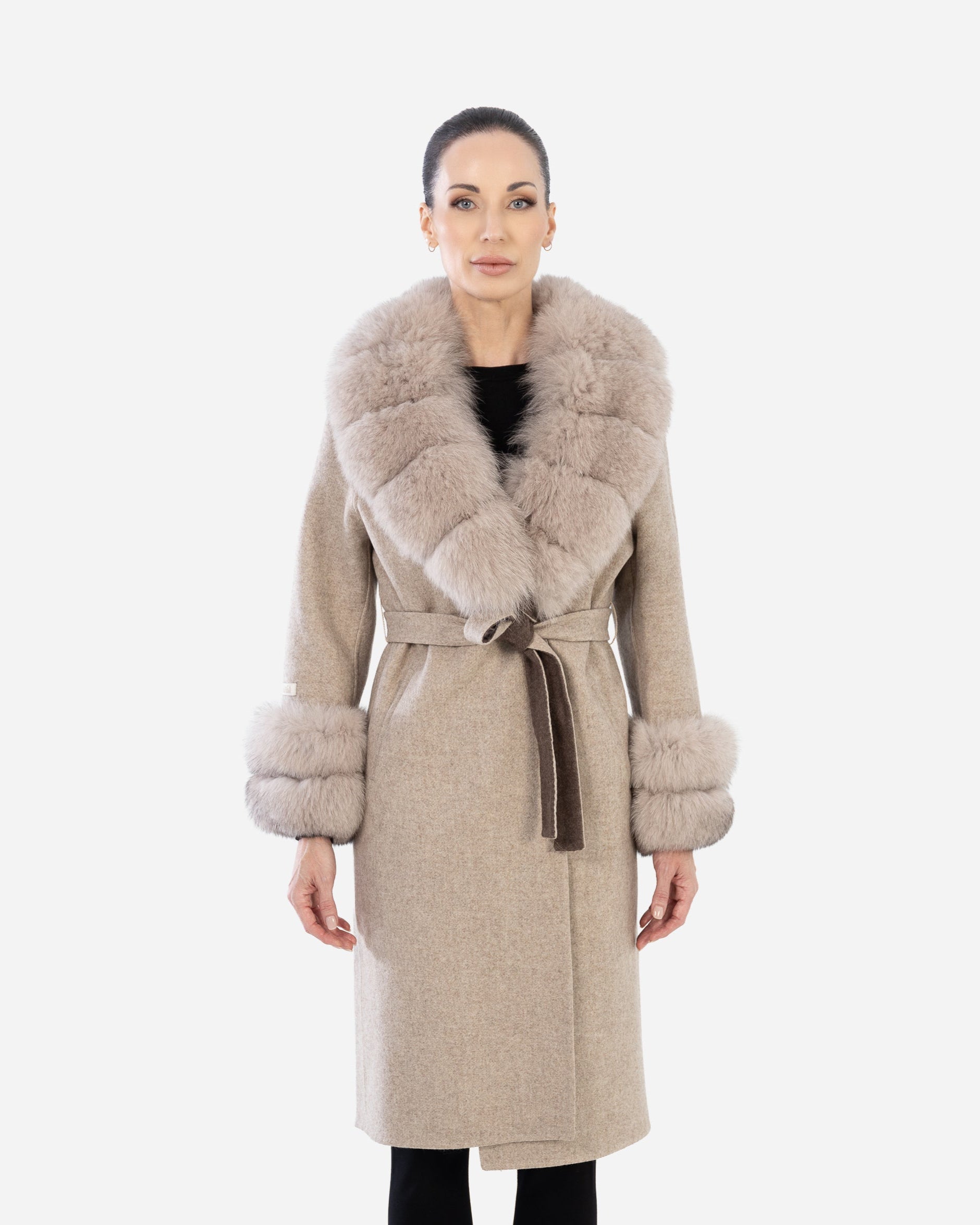 Marlene Alpaca Trench with Fox Fur