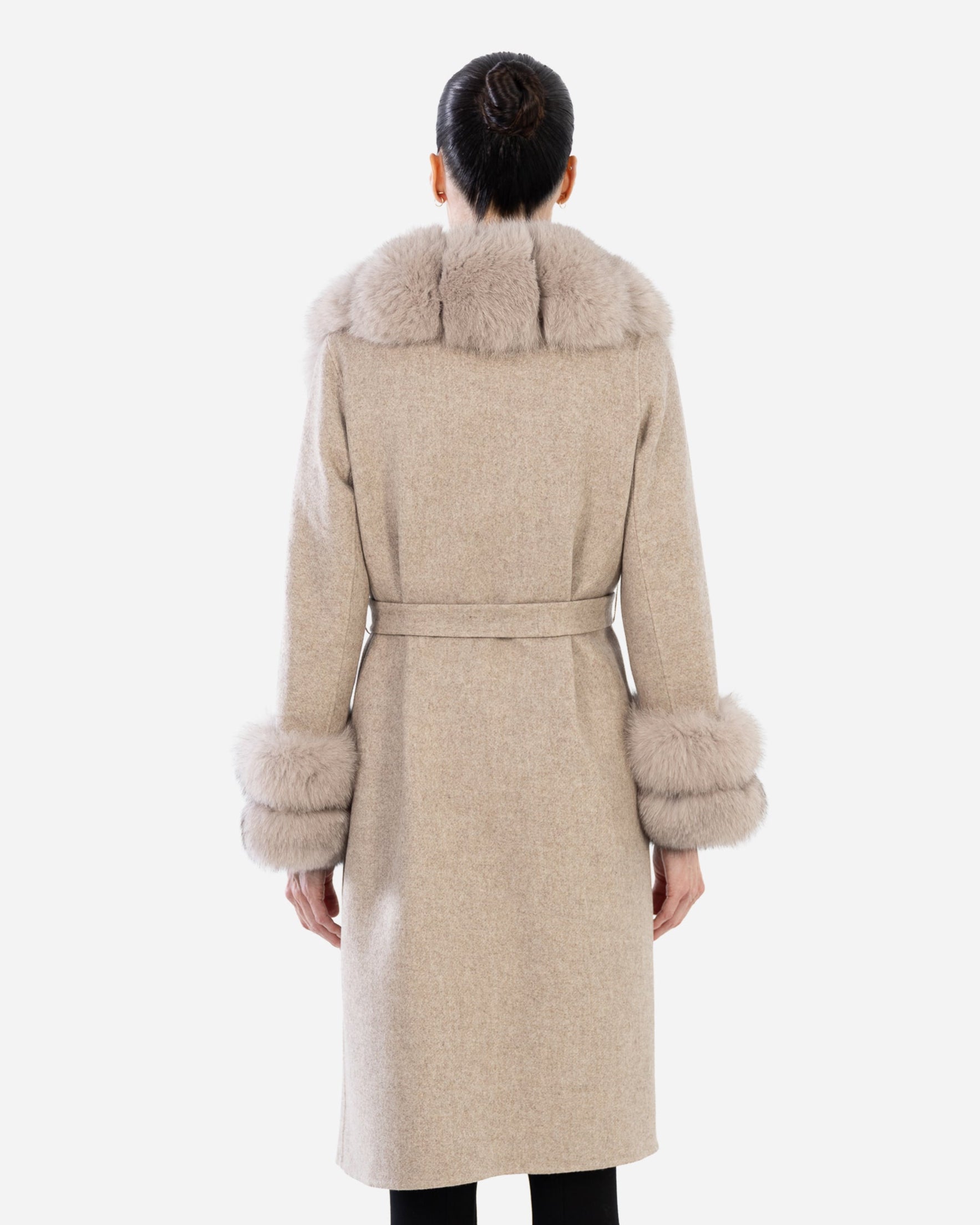 Marlene Alpaca Trench with Fox Fur