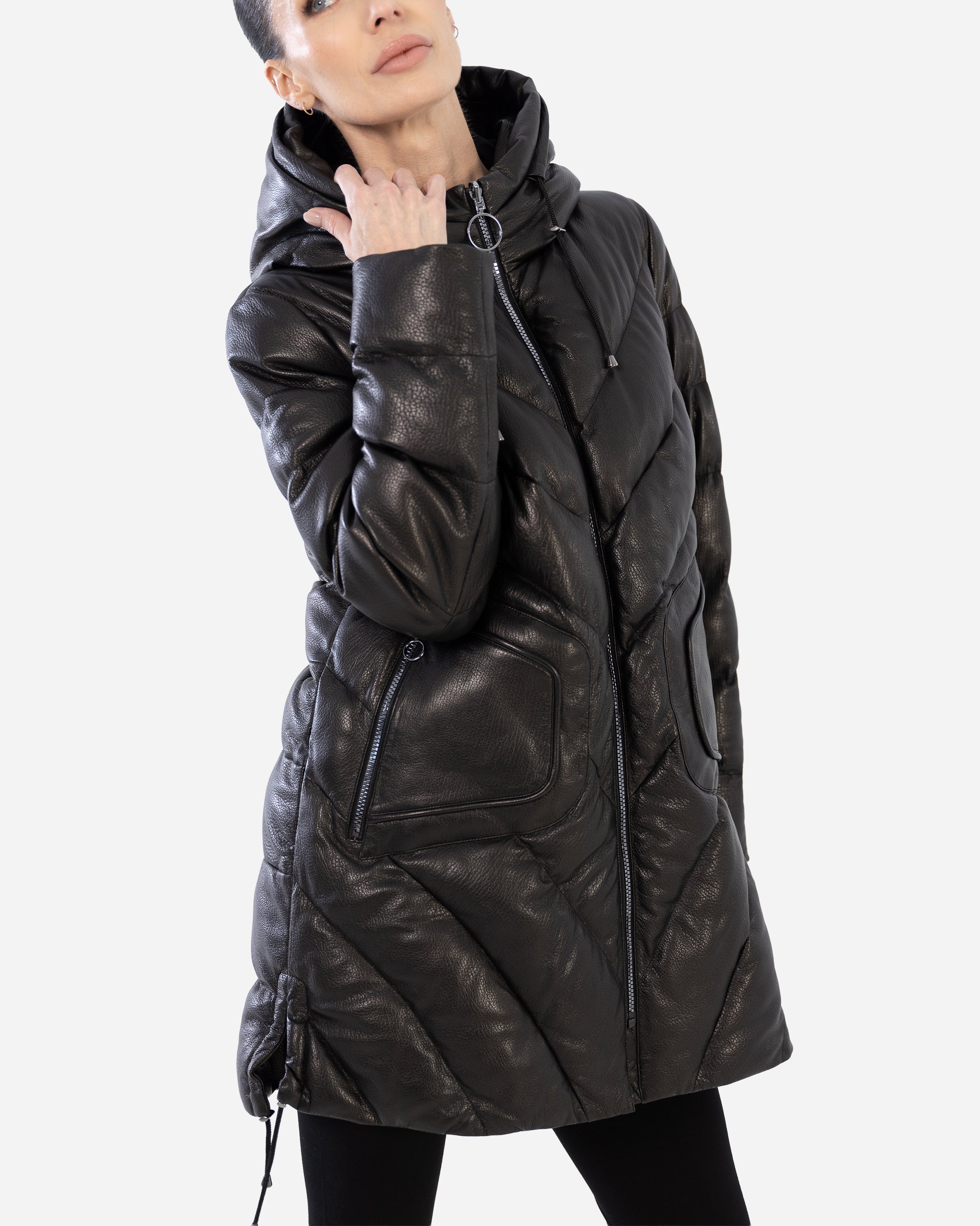 TINA  leather down puffer jacket