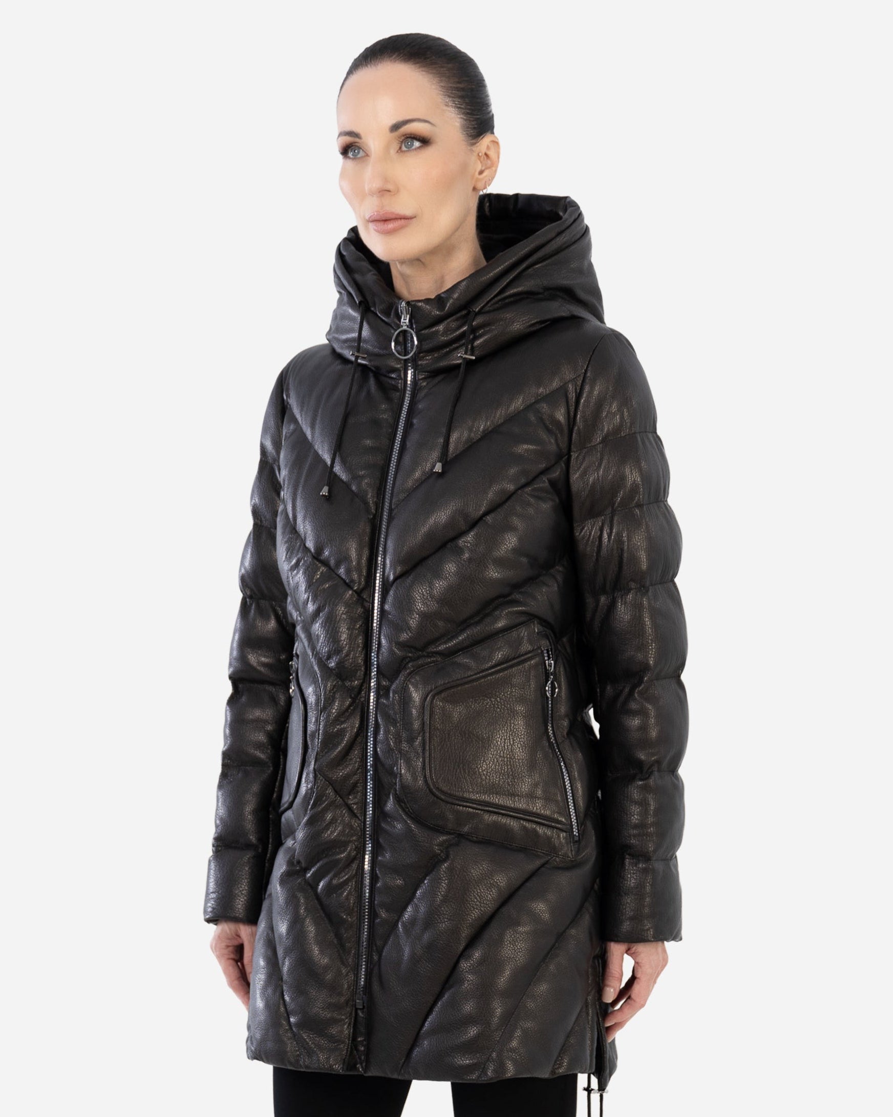 TINA  leather down puffer jacket