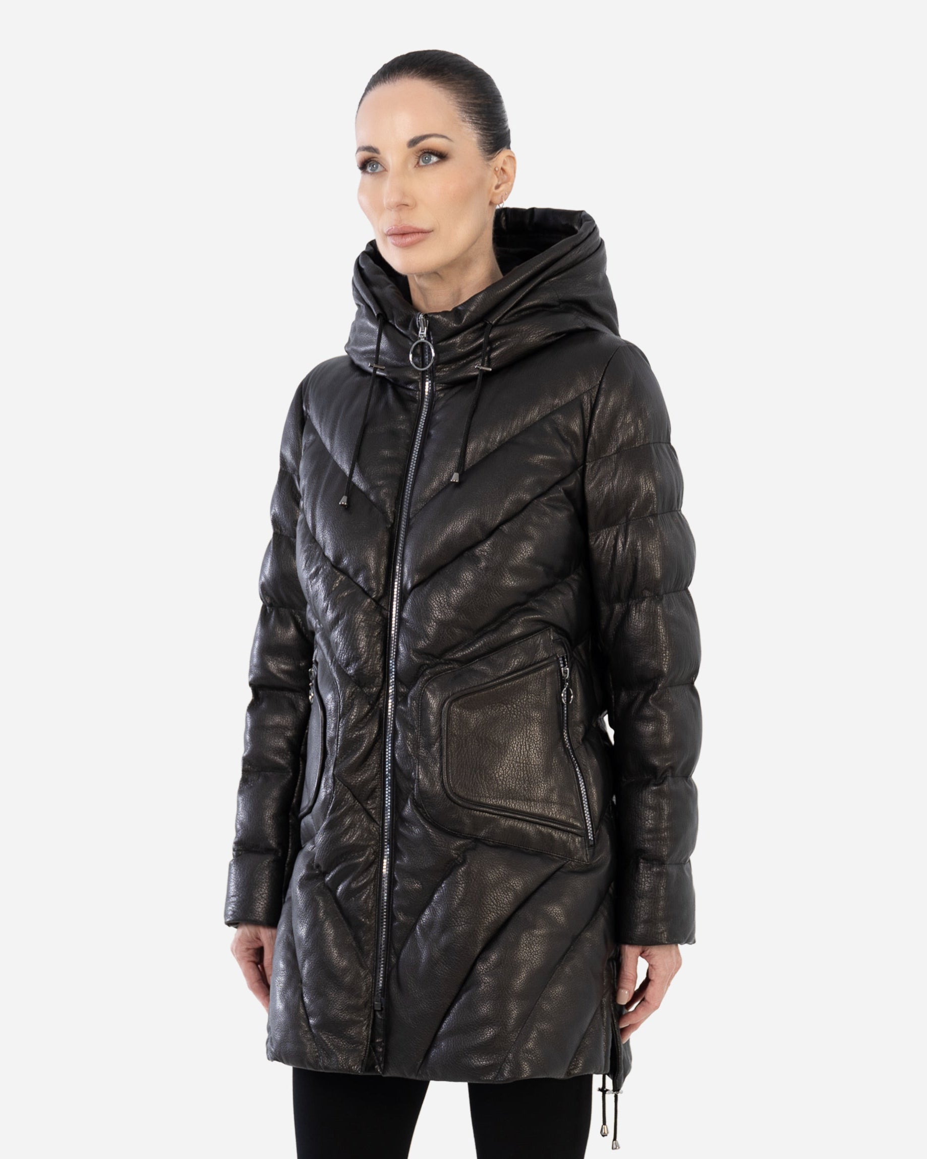 TINA  leather down puffer jacket