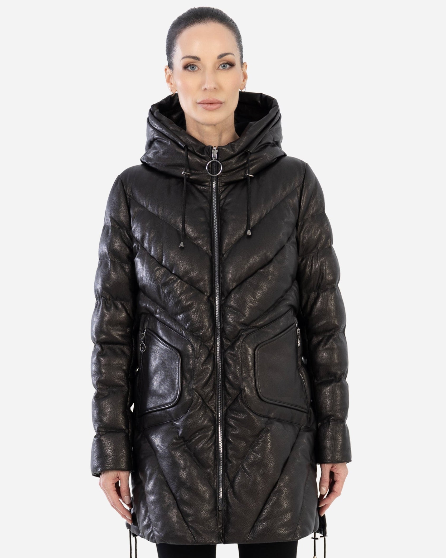 TINA  leather down puffer jacket