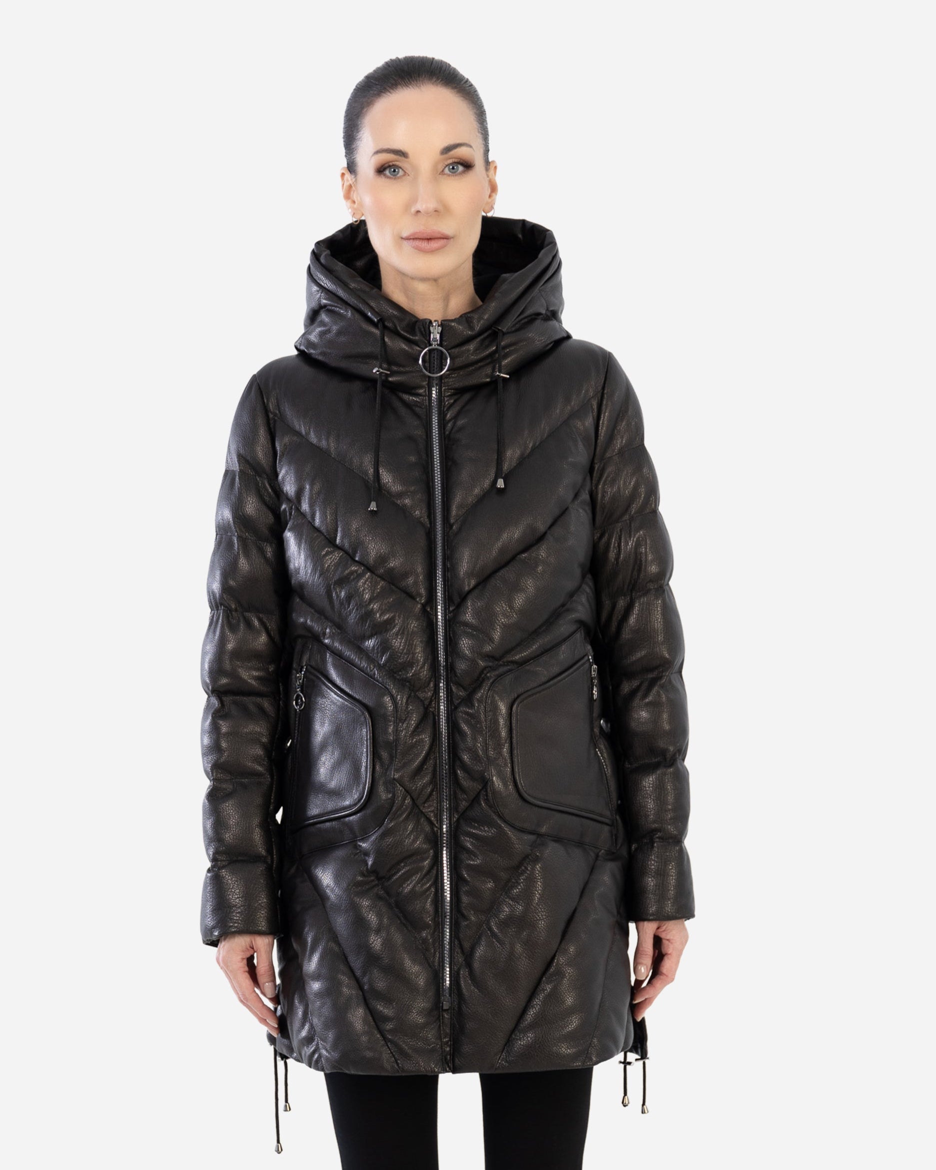 TINA  leather down puffer jacket