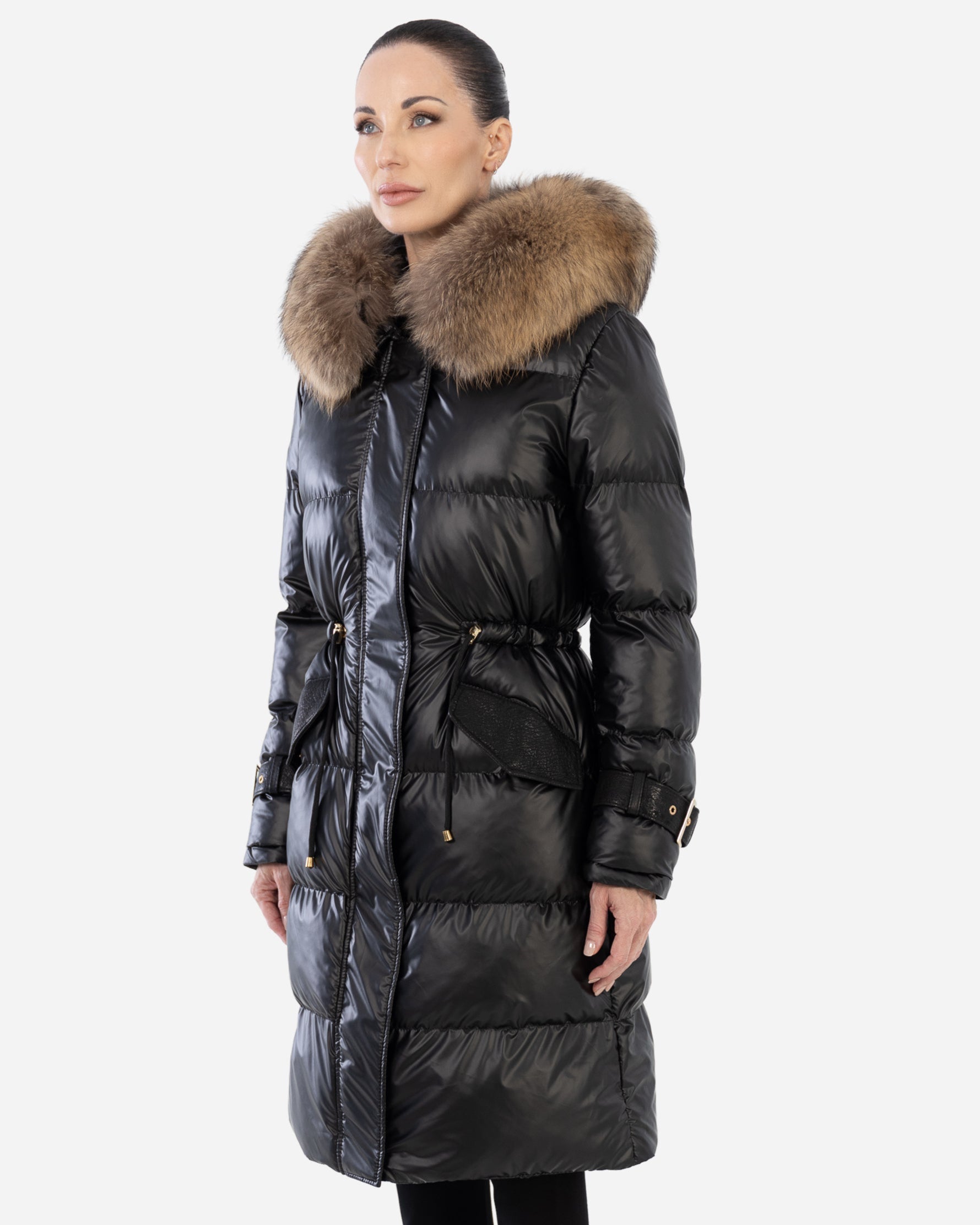 ALBA PARKA PUFFER COAT   with  Detachable natural fur collar
