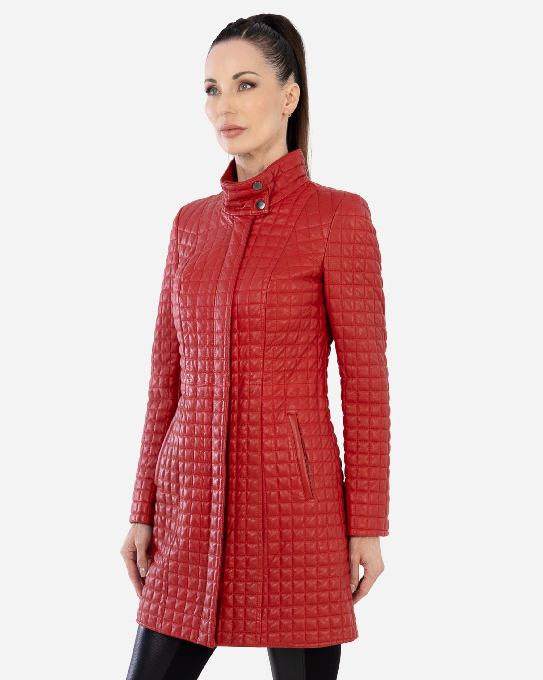 FLORENCE   quilted red leather jacket  IN LAMBSKIN