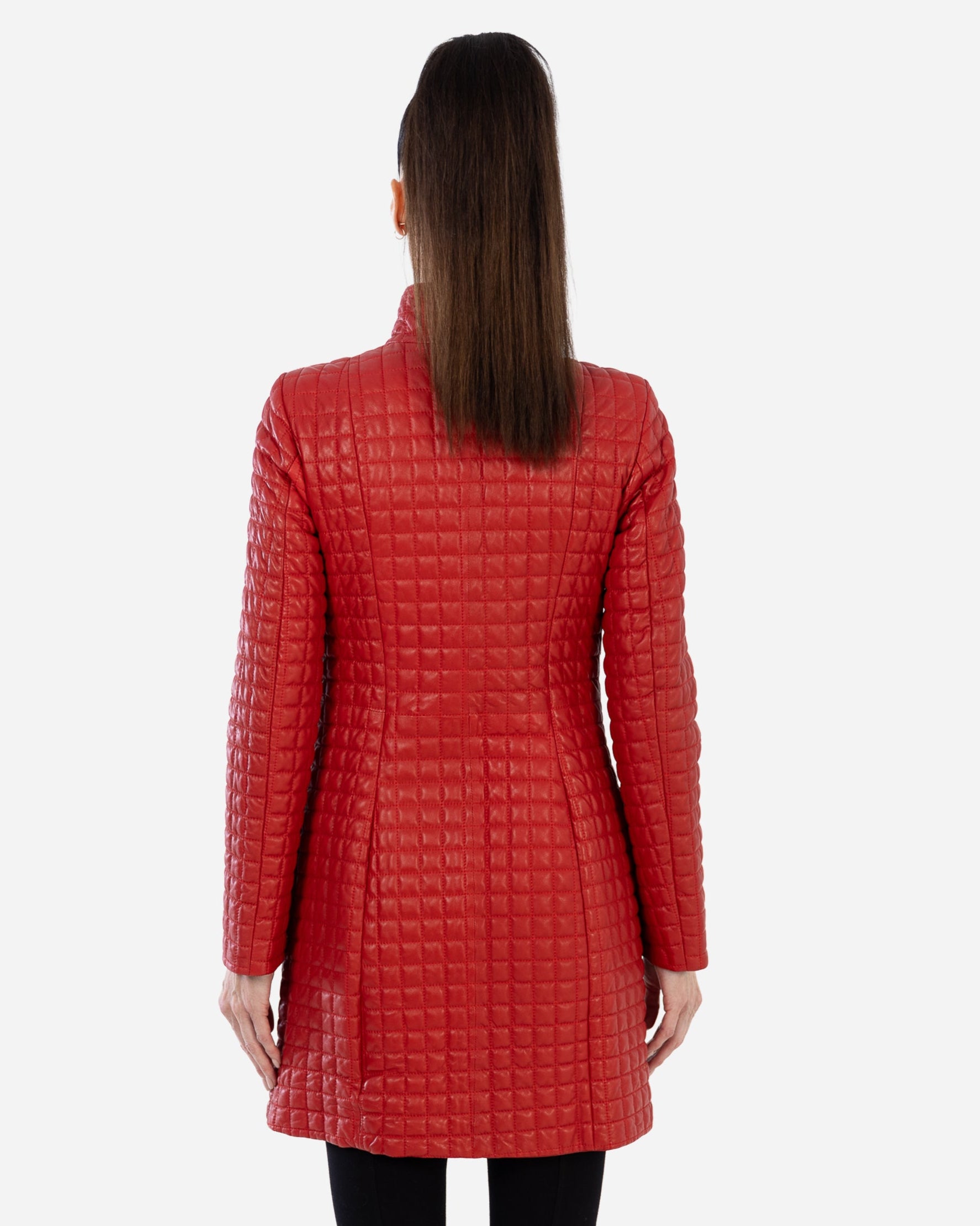 FLORENCE   quilted red leather jacket  IN LAMBSKIN