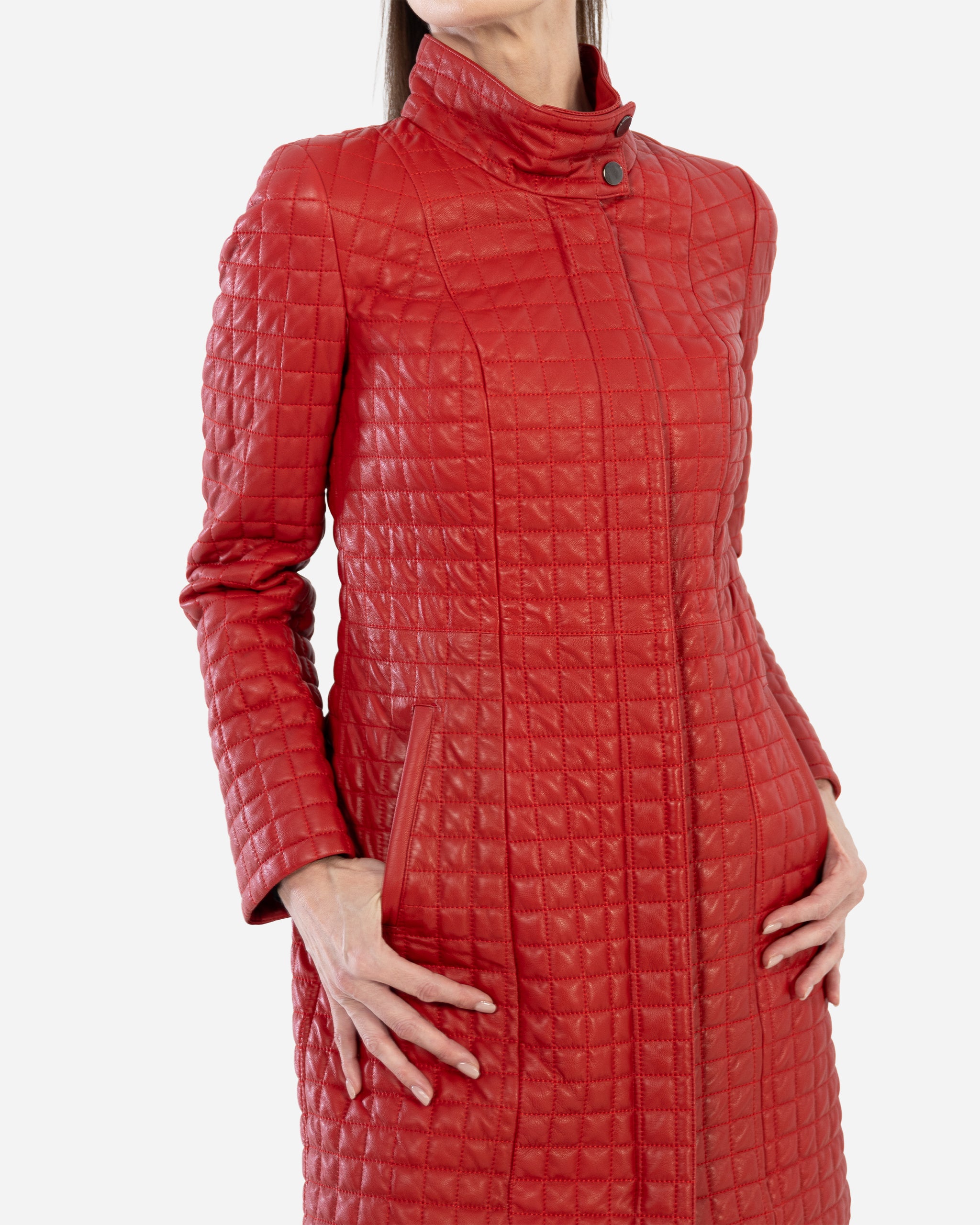 FLORENCE   quilted red leather jacket  IN LAMBSKIN