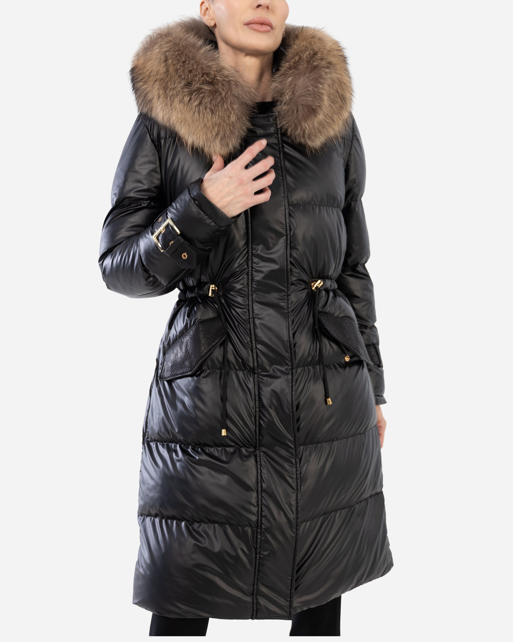 ALBA PARKA PUFFER COAT   with  Detachable natural fur collar