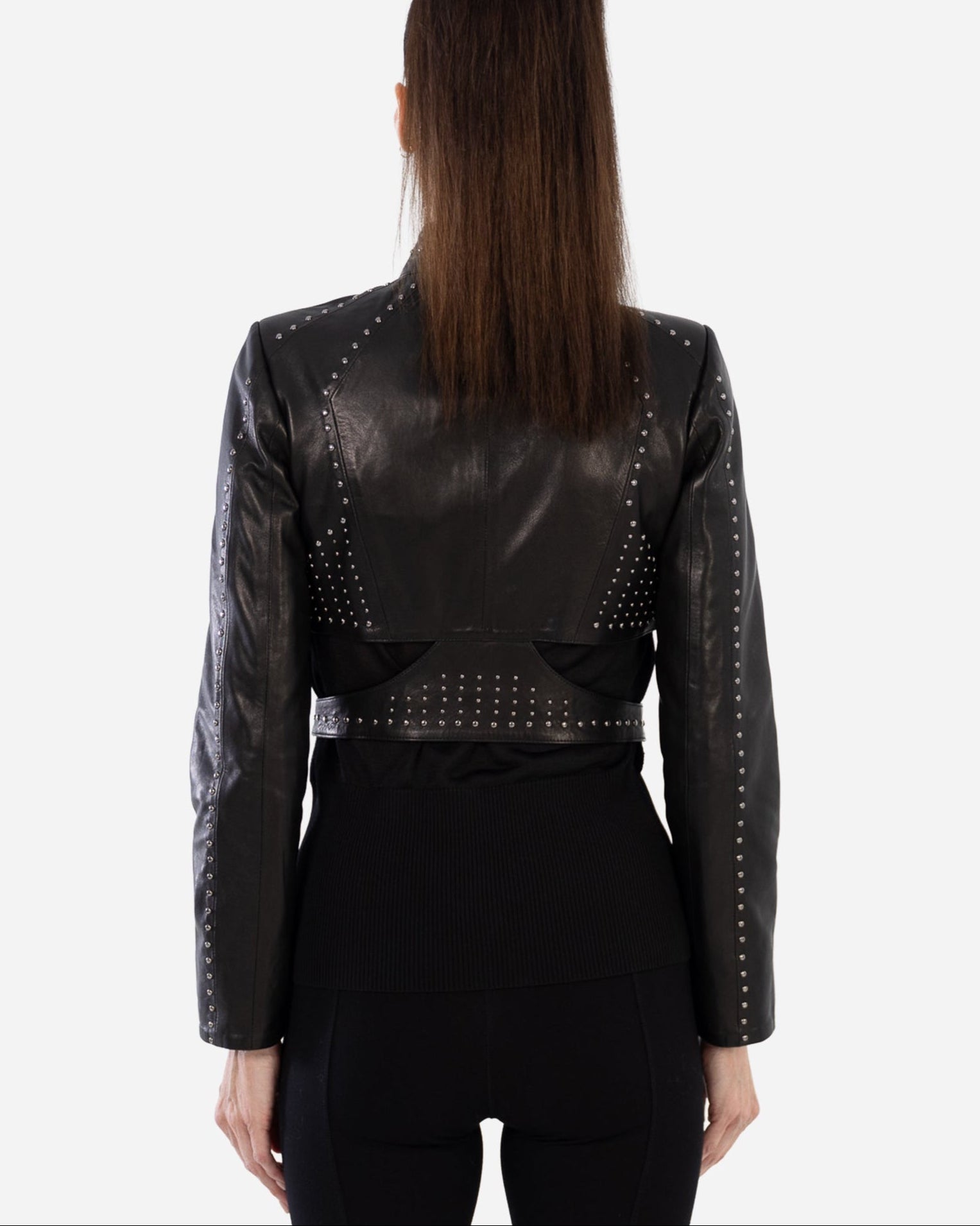 SIENA studded cropped leather jacket