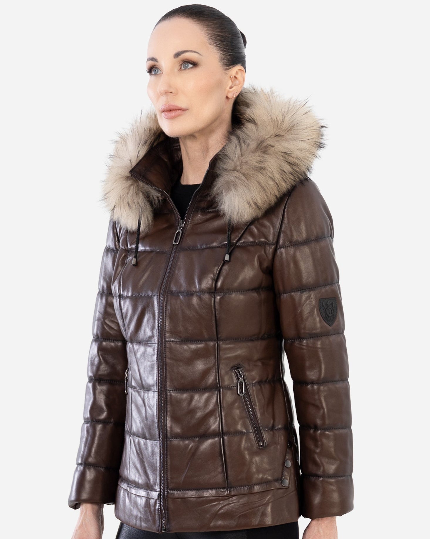 LYANNA leather puffer jacket