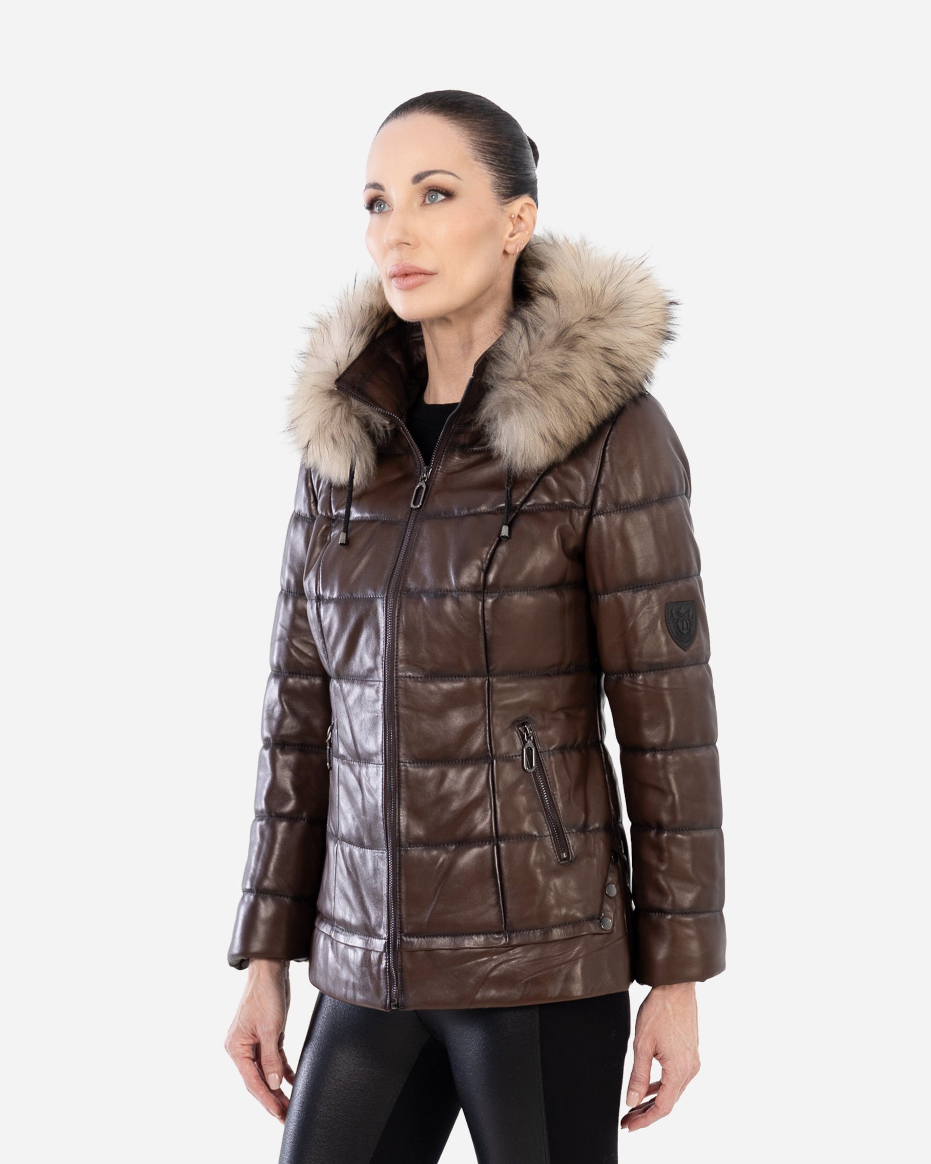 LYANNA leather puffer jacket