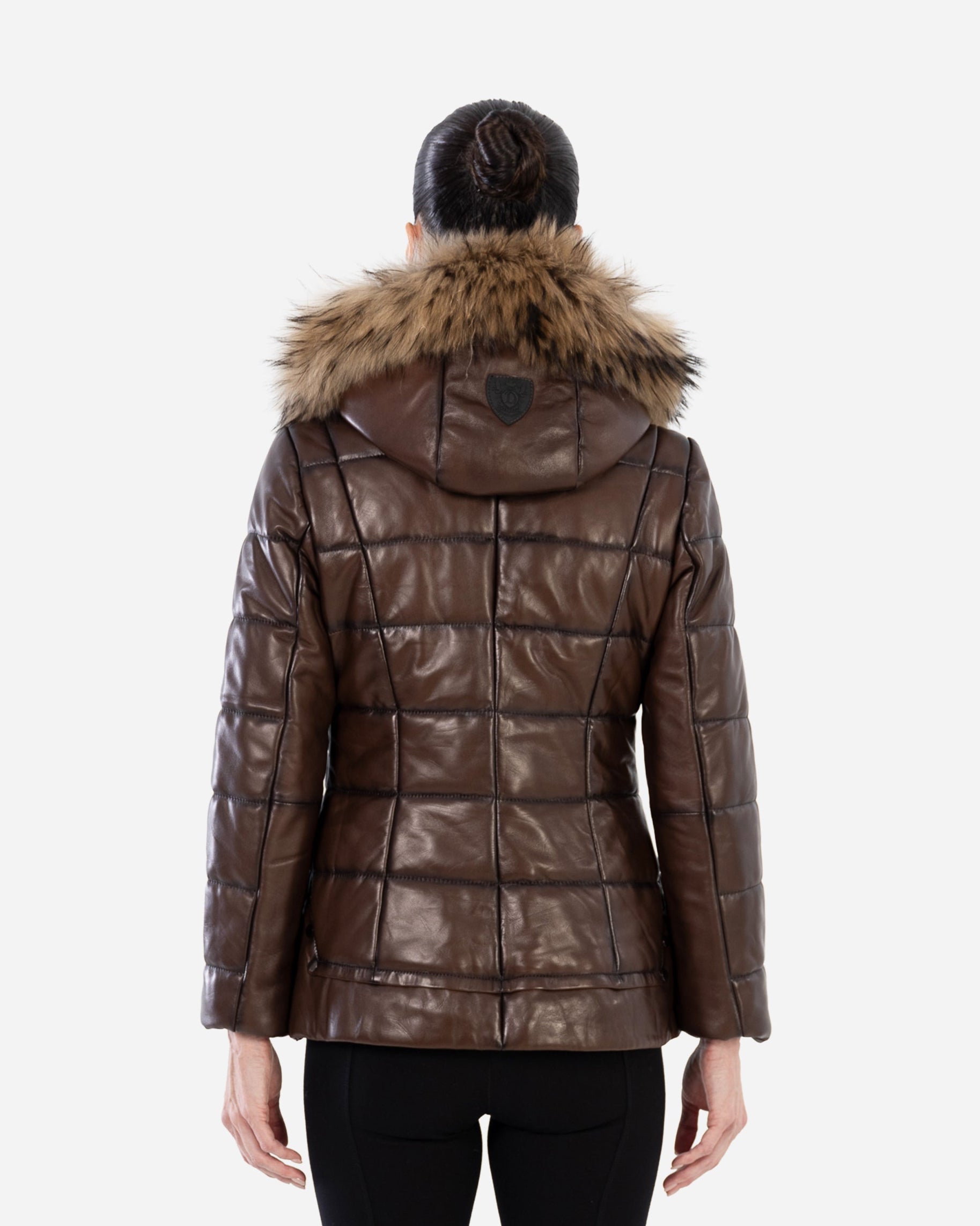 LYANNA leather puffer jacket