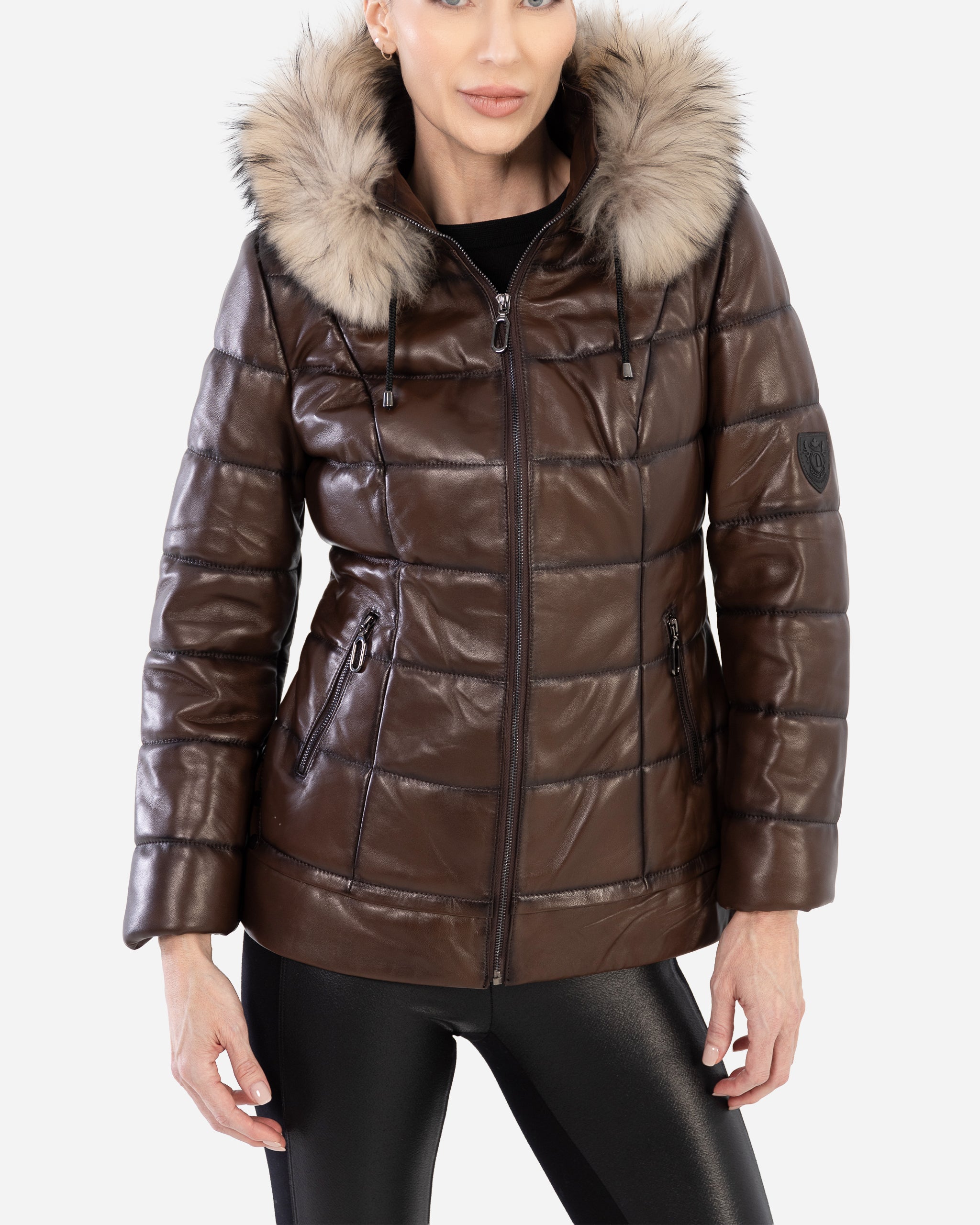 LYANNA leather puffer jacket