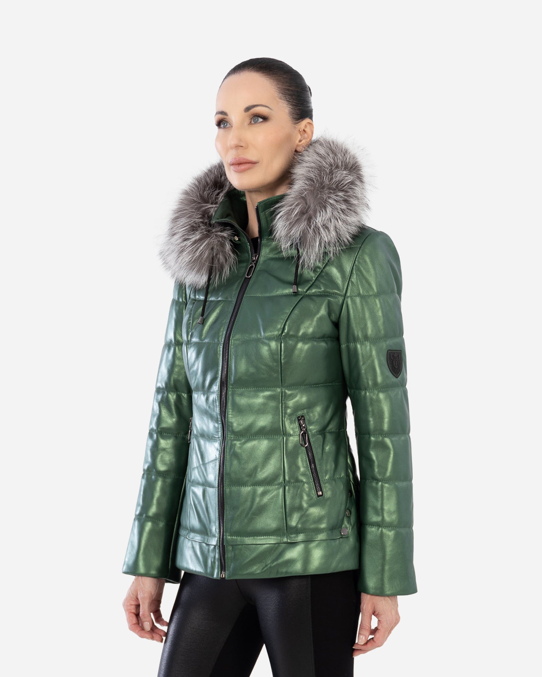 LYANNA leather puffer jacket