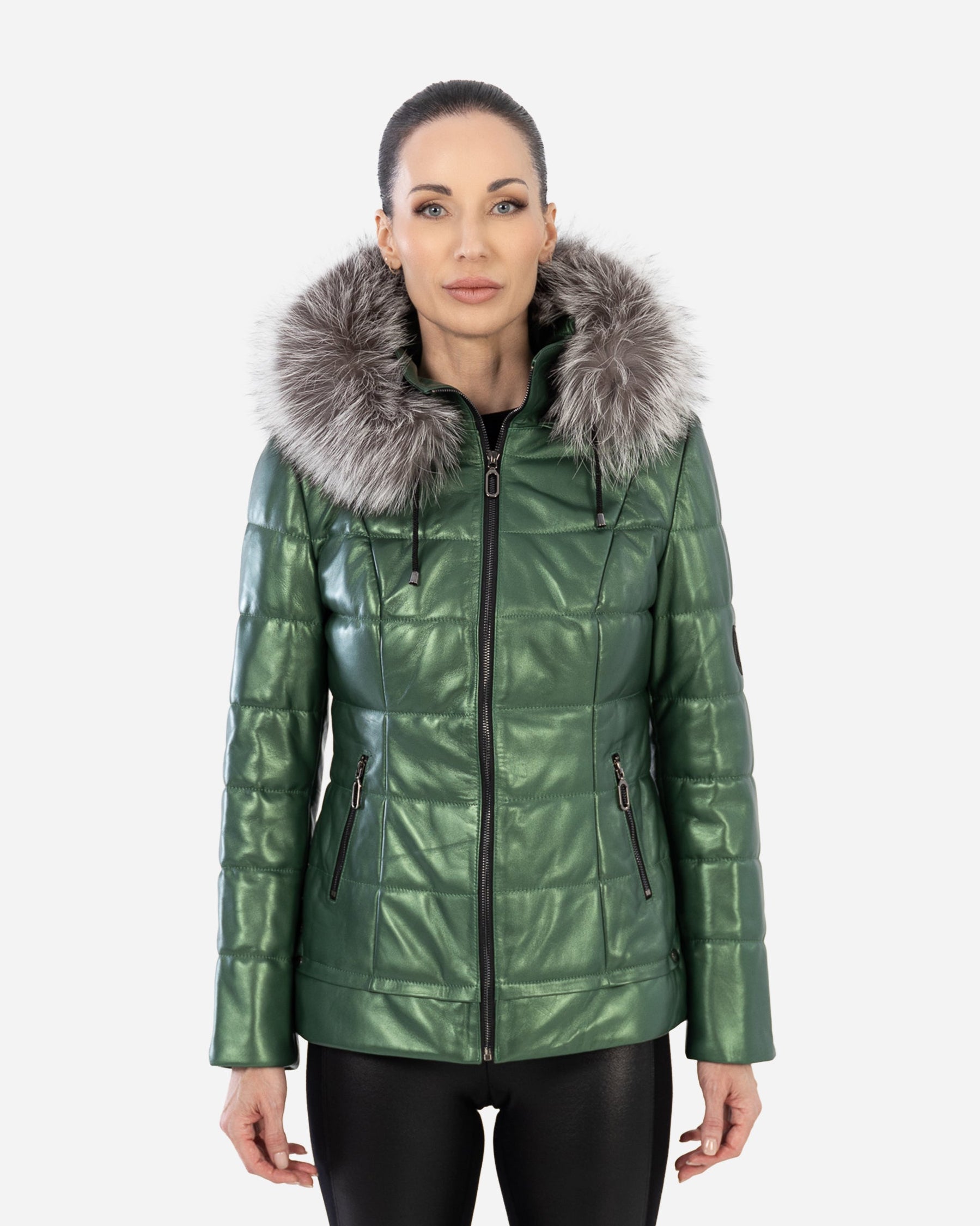 LYANNA leather puffer jacket