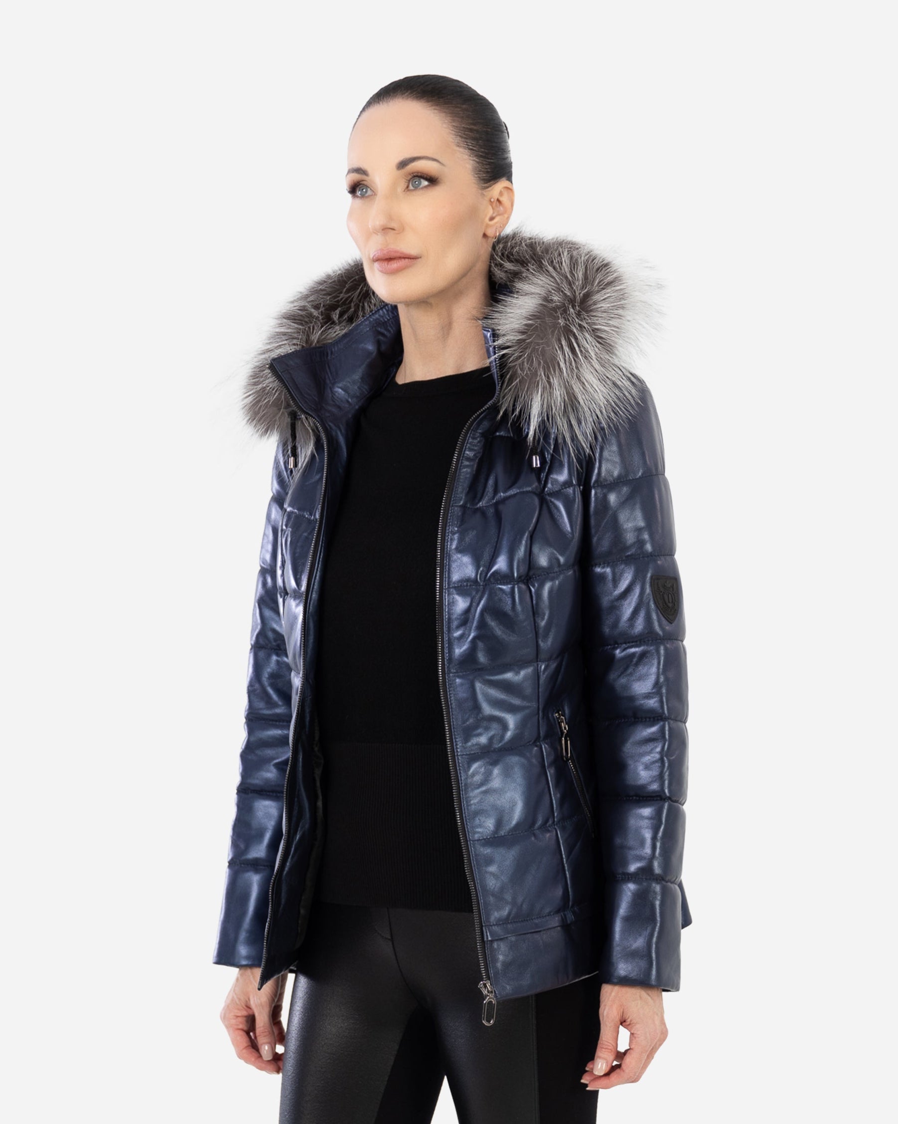 LYANNA leather puffer jacket