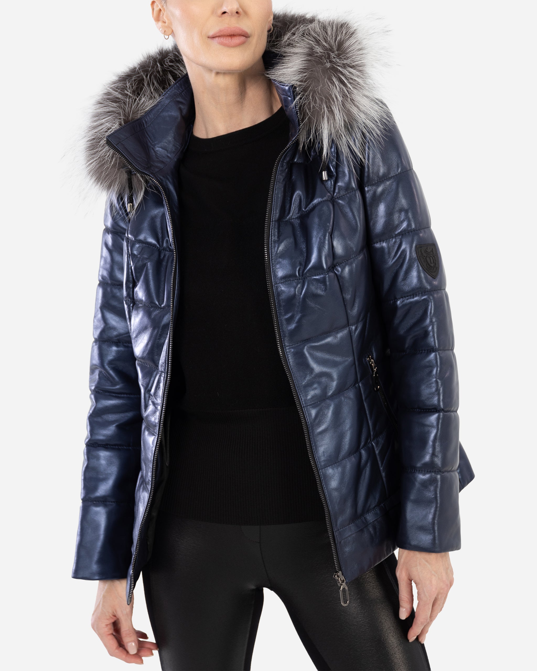 LYANNA leather puffer jacket
