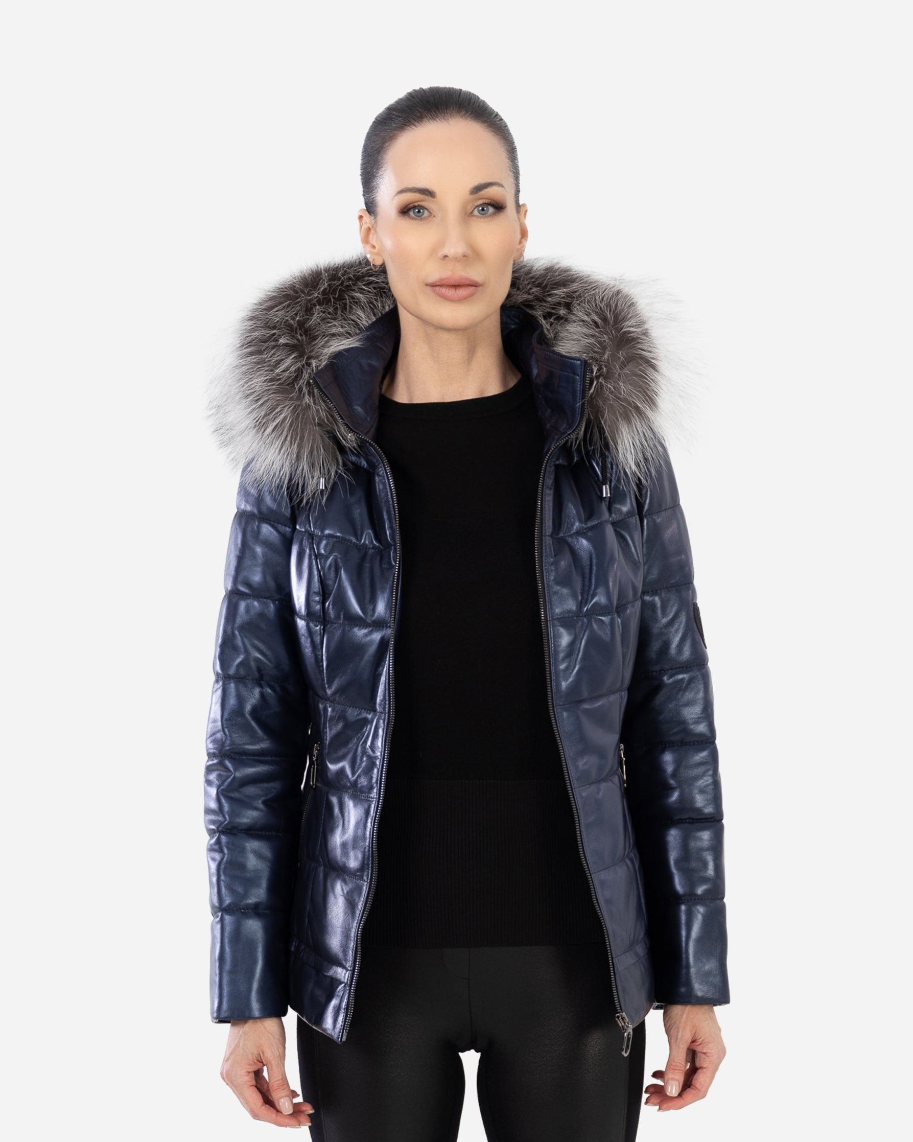 LYANNA leather puffer jacket