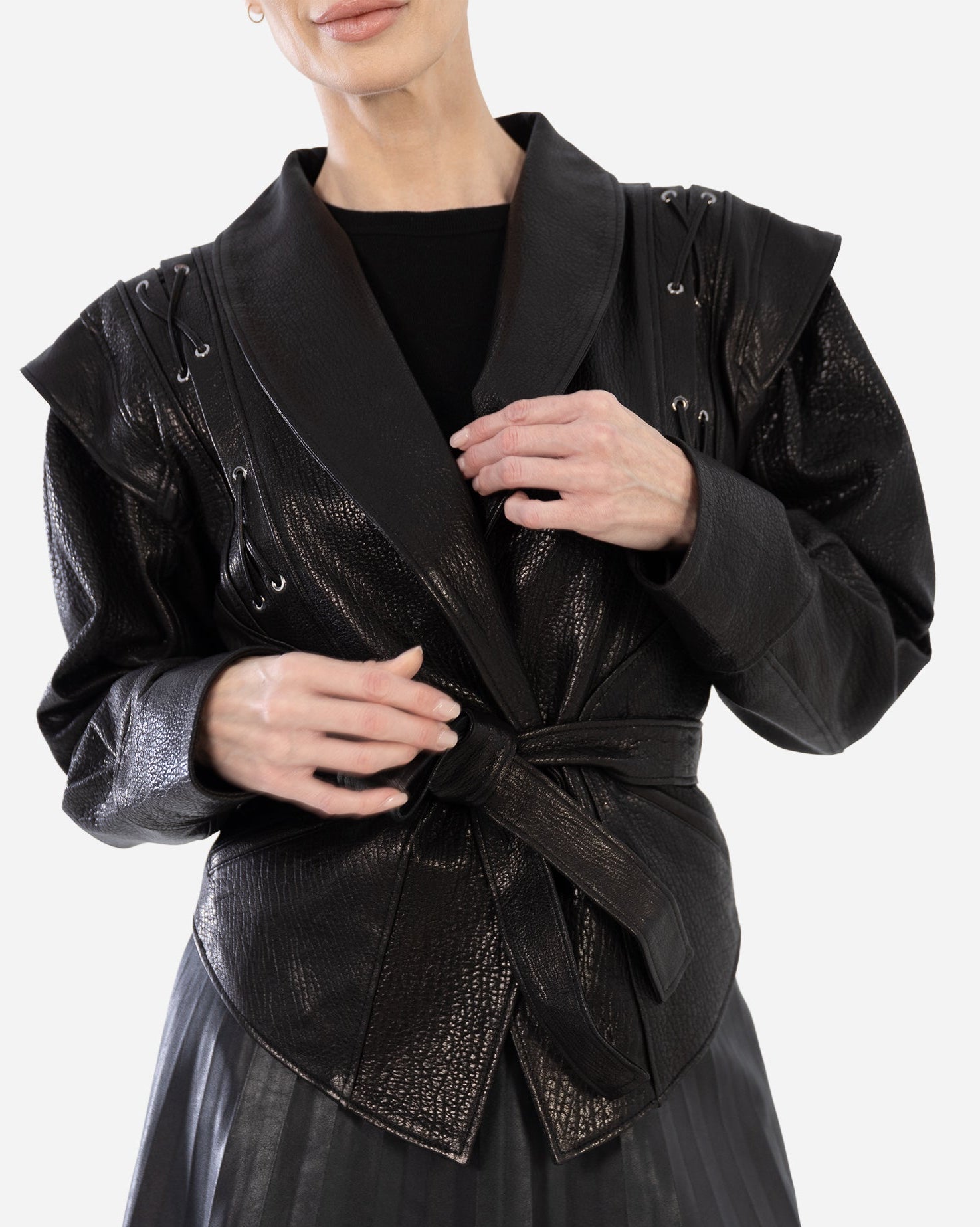 VESTE CLEO EN CUIR D'AGNEAU BULLÉ