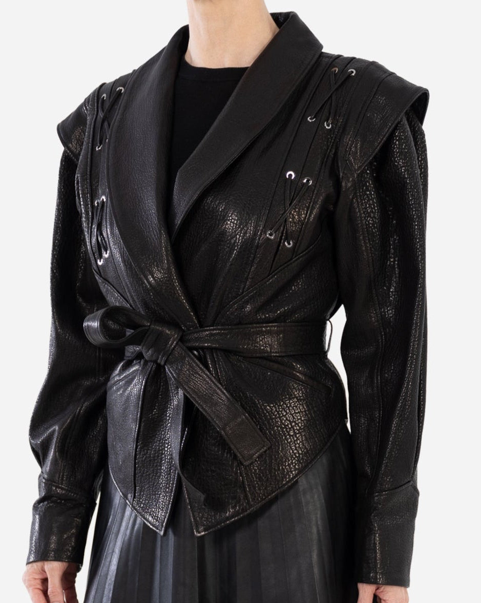 VESTE CLEO EN CUIR D'AGNEAU BULLÉ