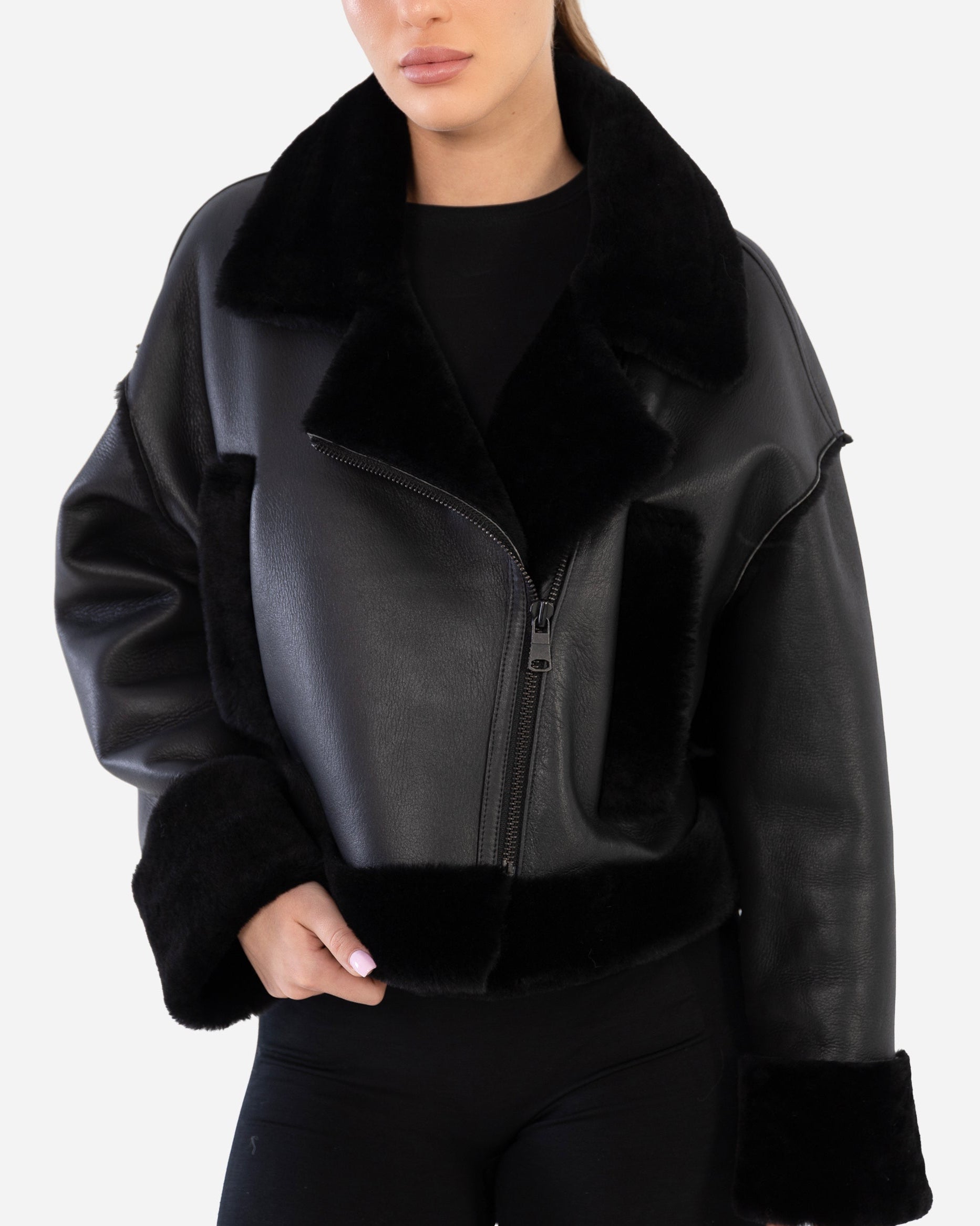 Veste en peau lainée SKYE