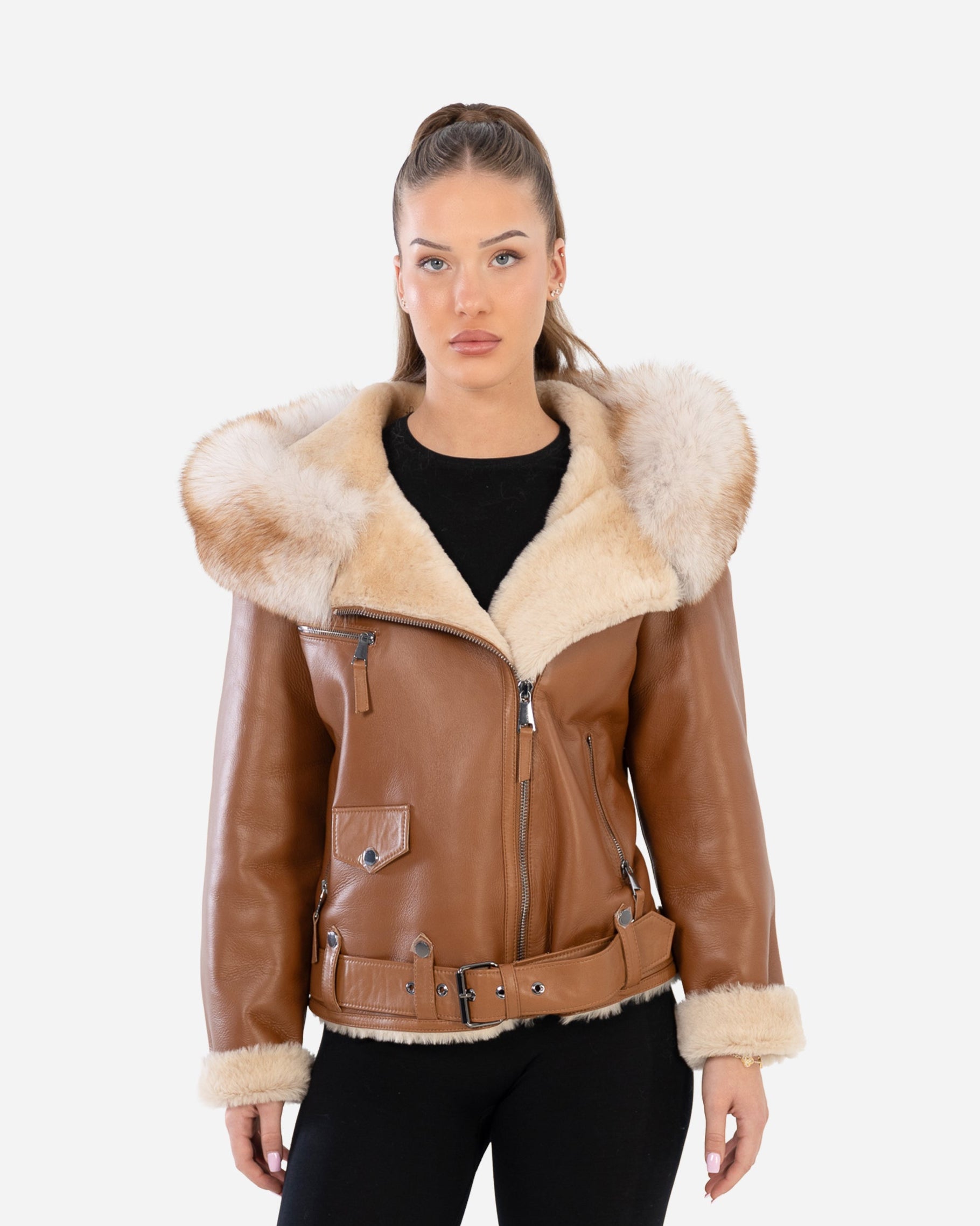 ELODIE shearling aviator jacket