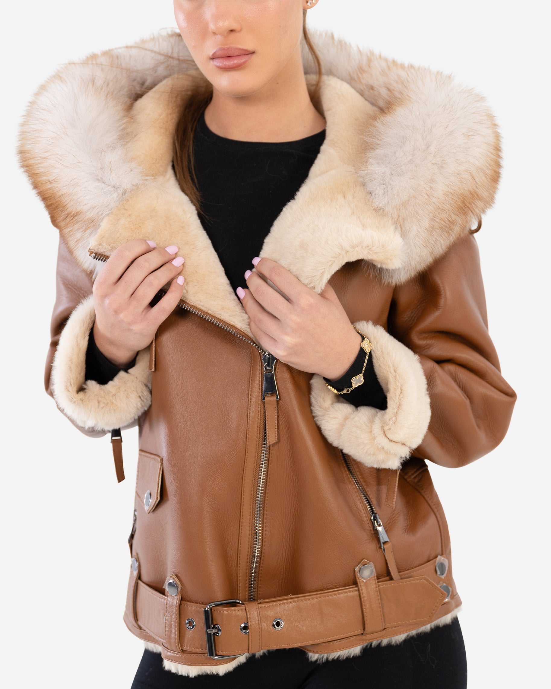 ELODIE shearling aviator jacket