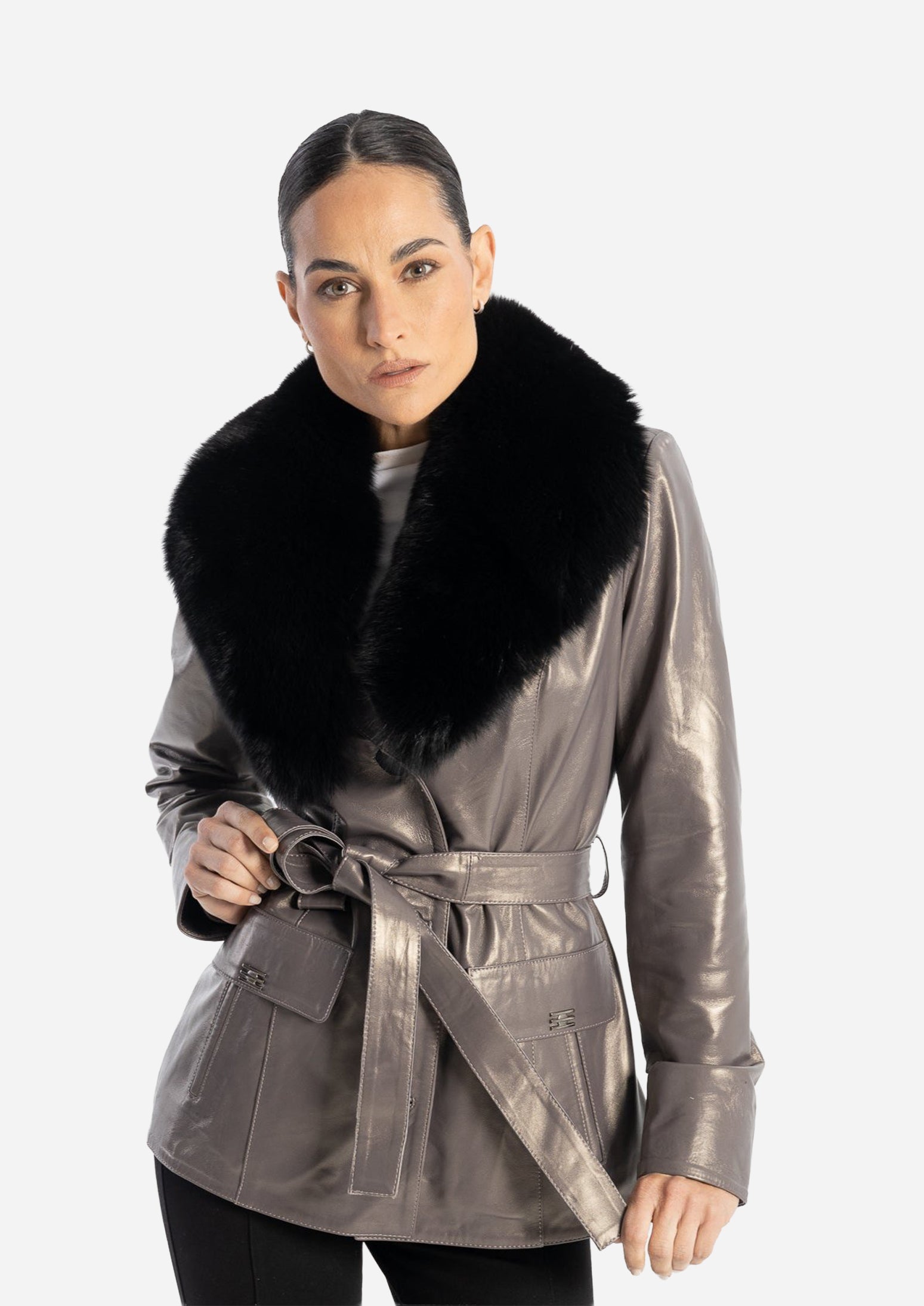 GABRIELLE WITH REMOVABLE FOX COLLAR