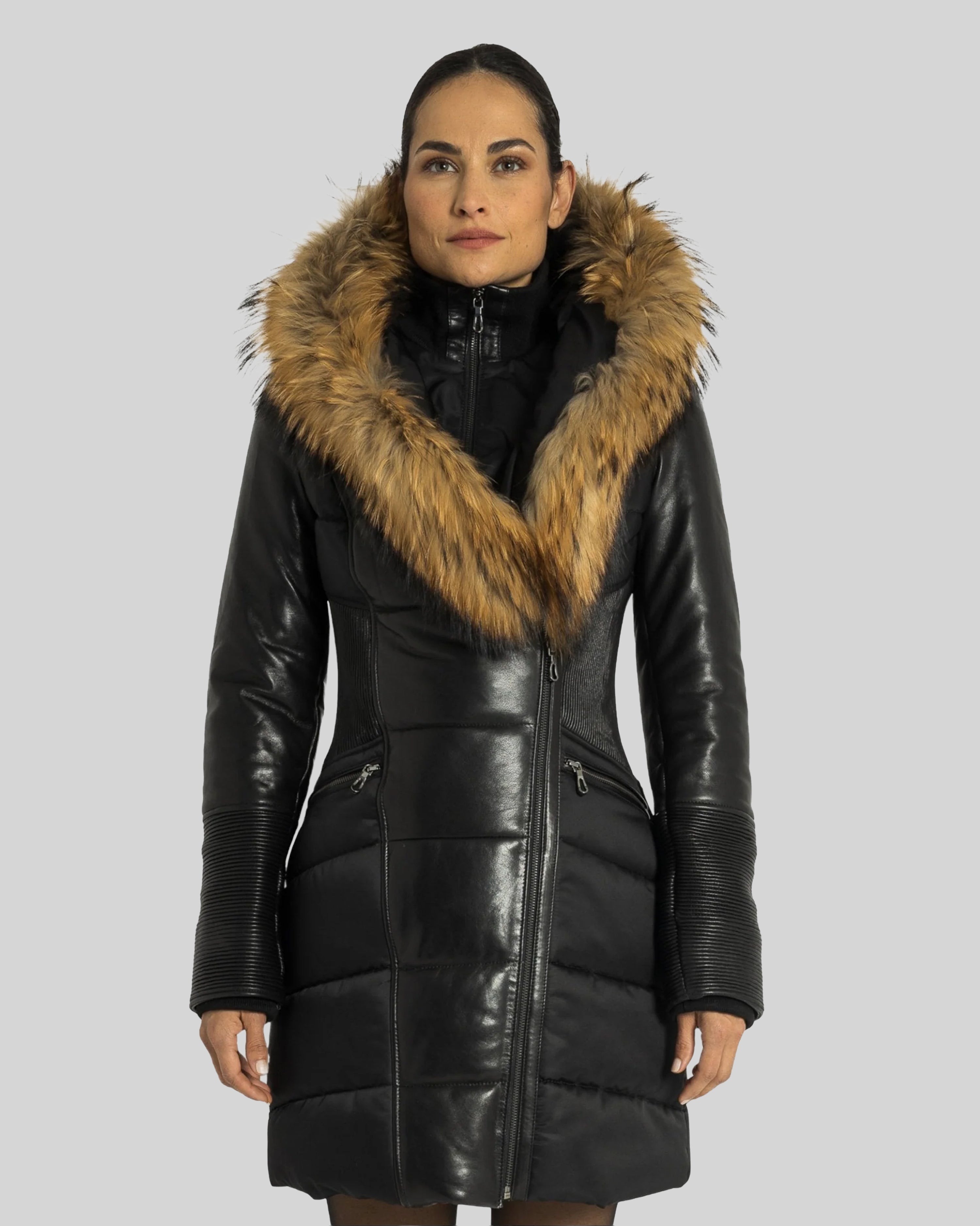 Kylie Leather Sleeves Parka