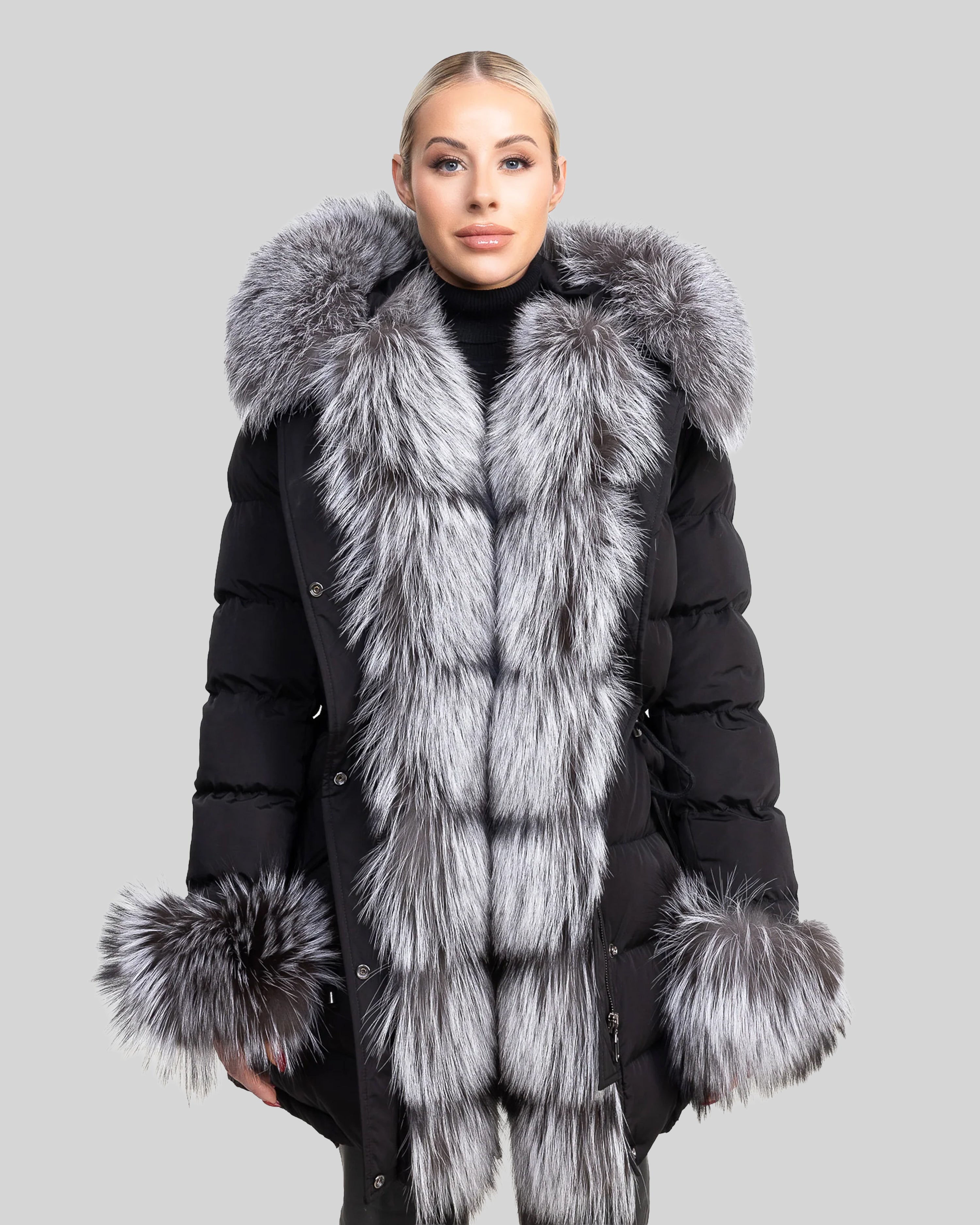 Lexi Puffer Jacket With Removable Silver Fox Fur