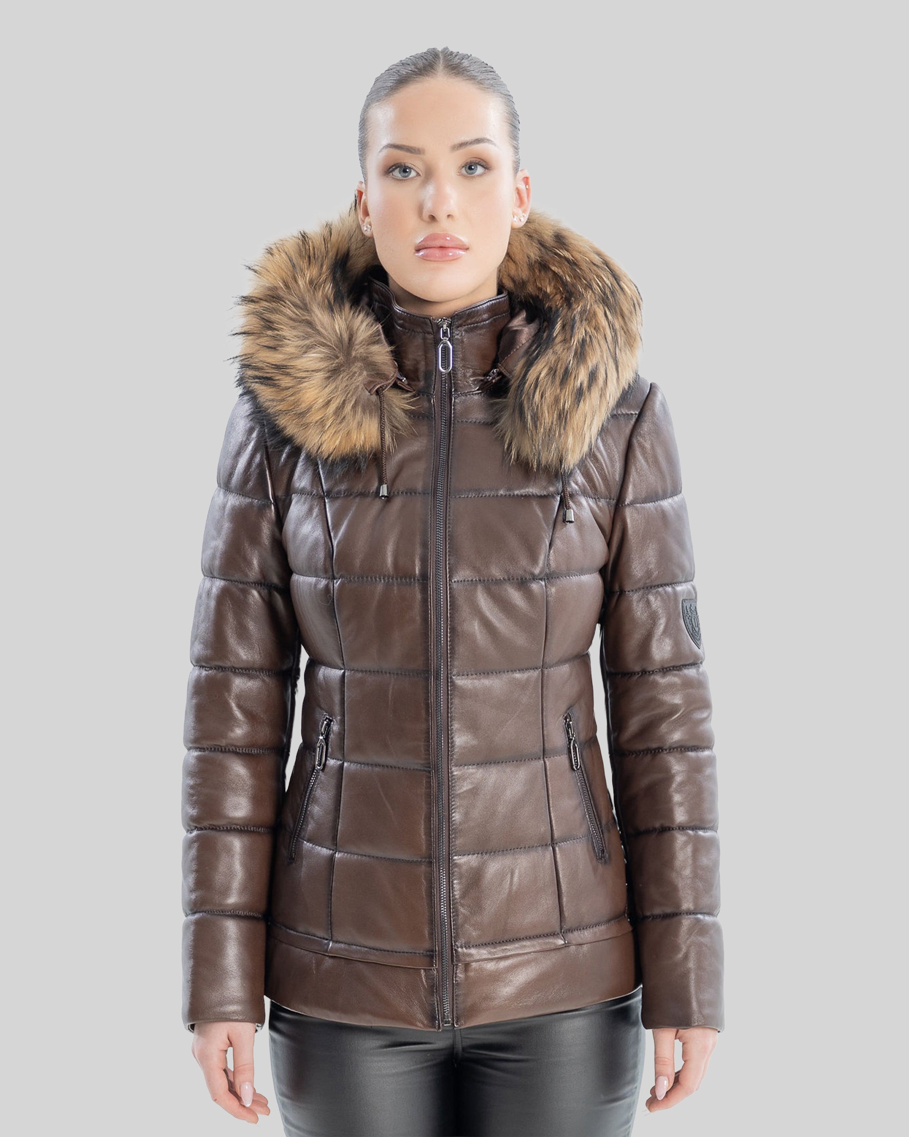 Lyanna Puffer  Leather Jacket