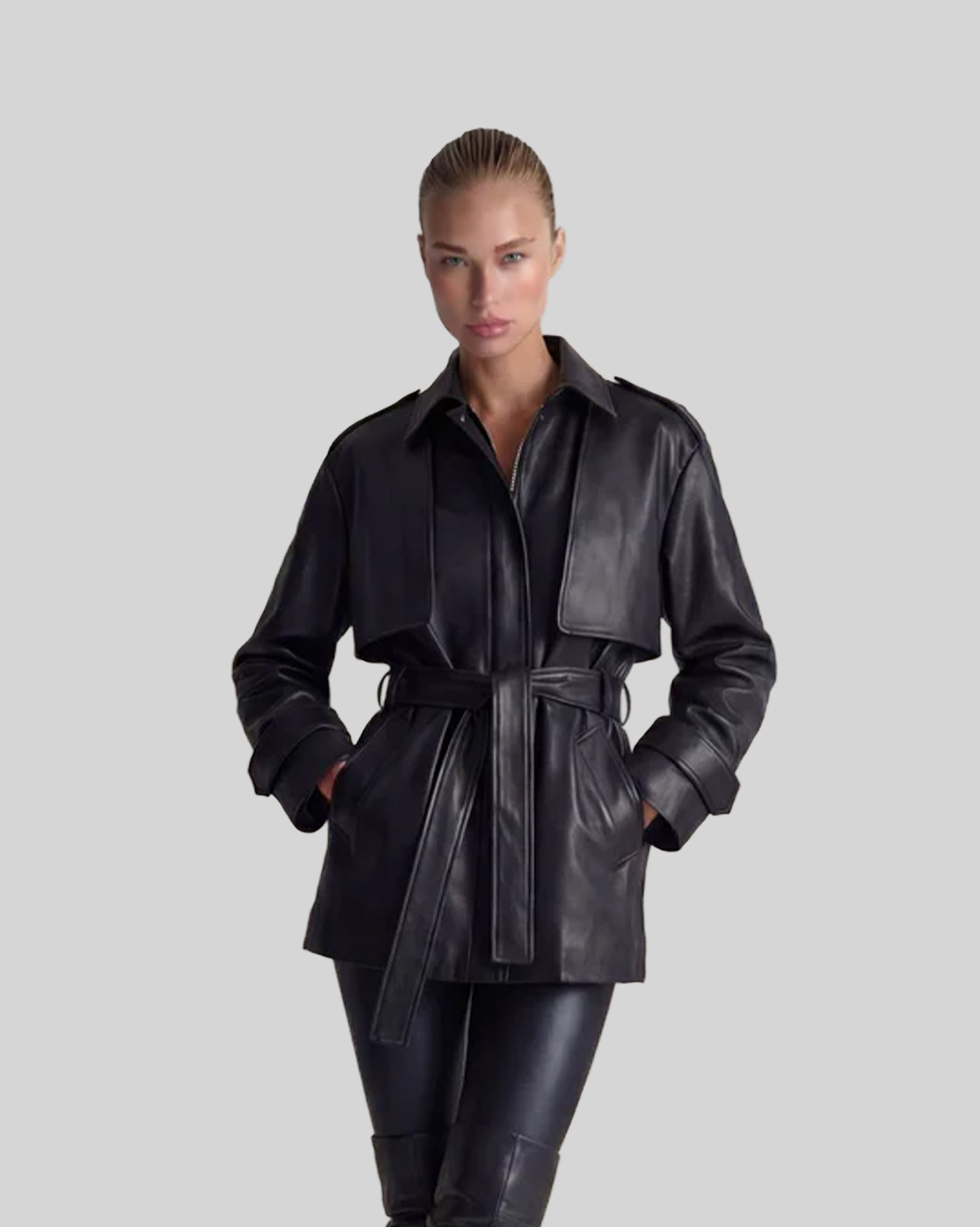 Monaco Leather Trench Coat