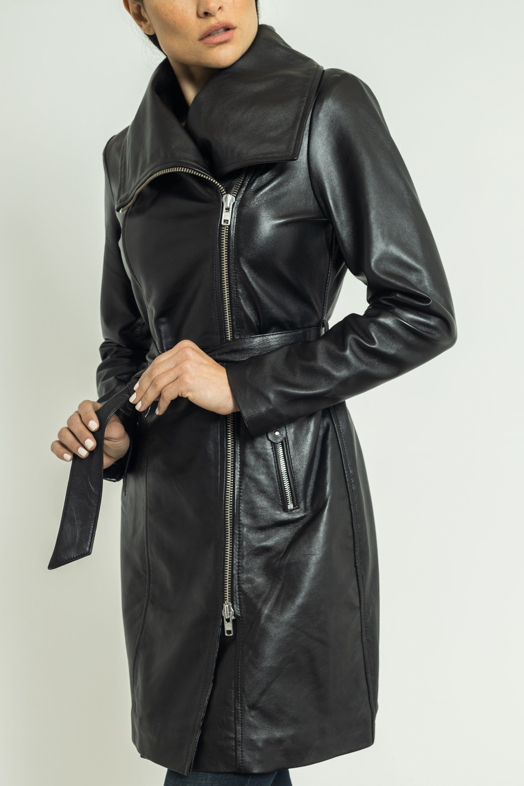 Victoria Trench Leather Jacket