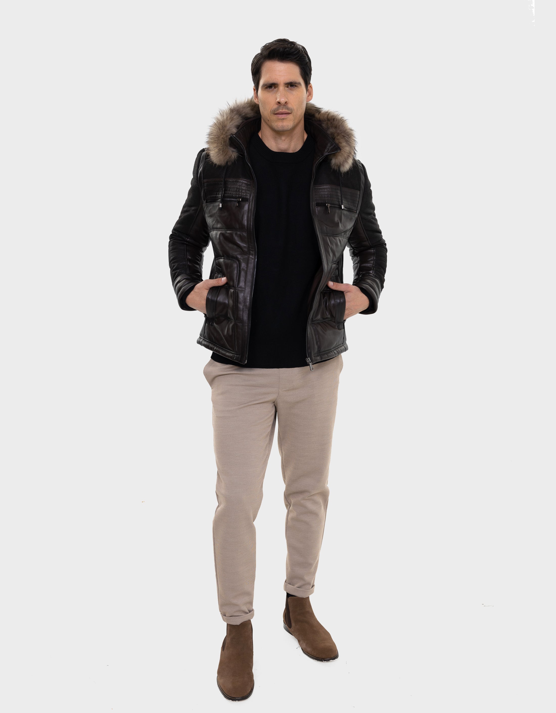 Thomas  leather Jacket with Natural Fur