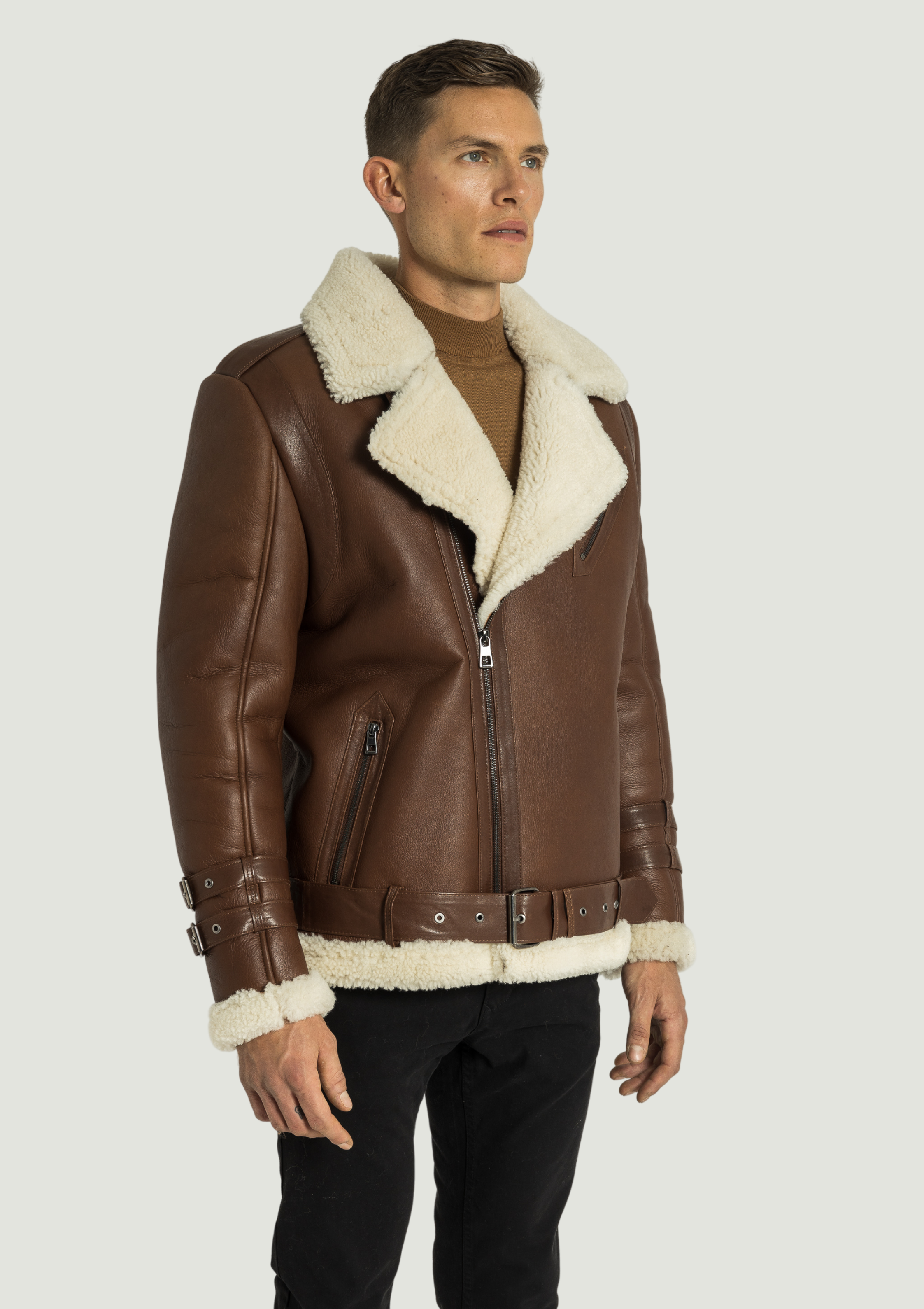 Shearling 2025 jacket mens