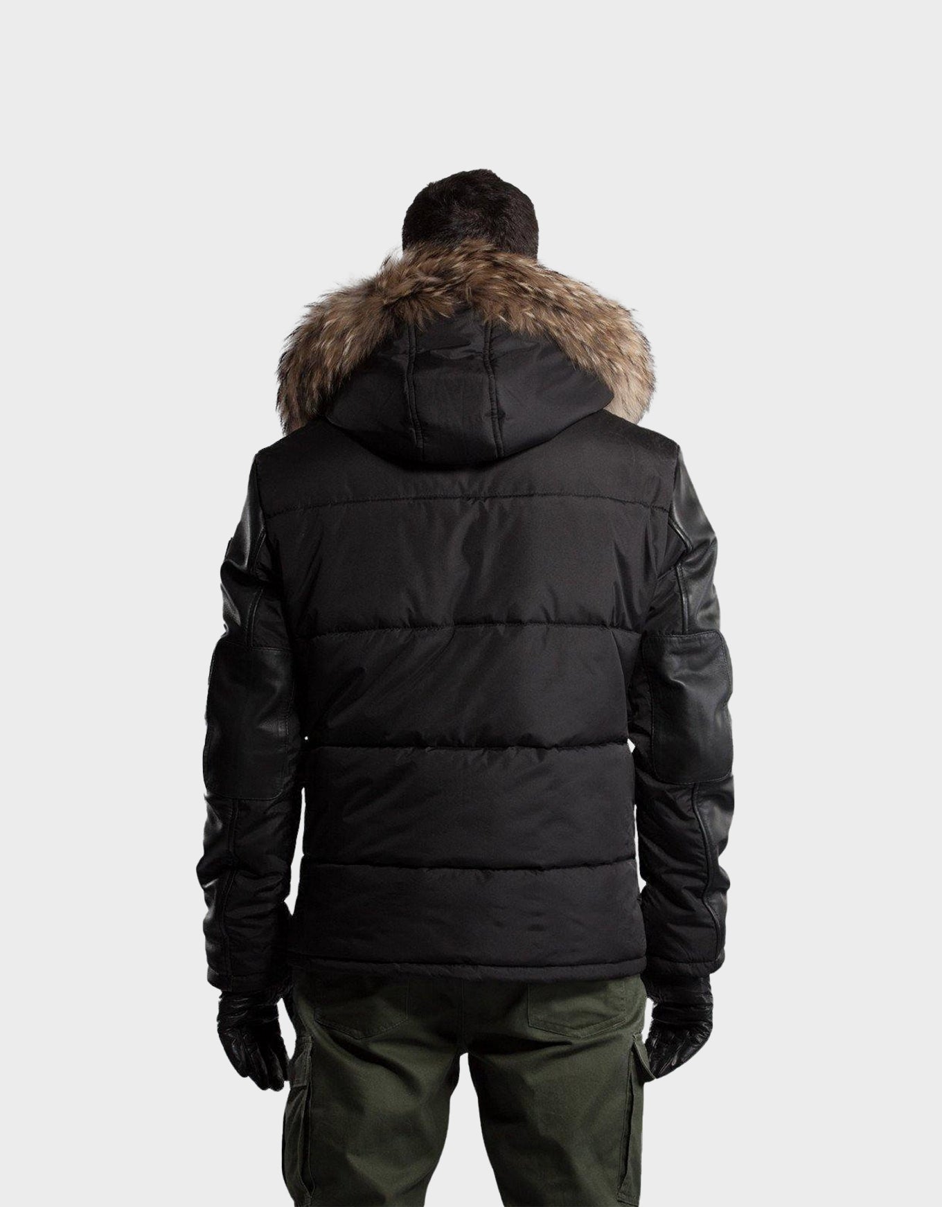 Adamo Leather Sleeve Winter Jacket With Natural Fur