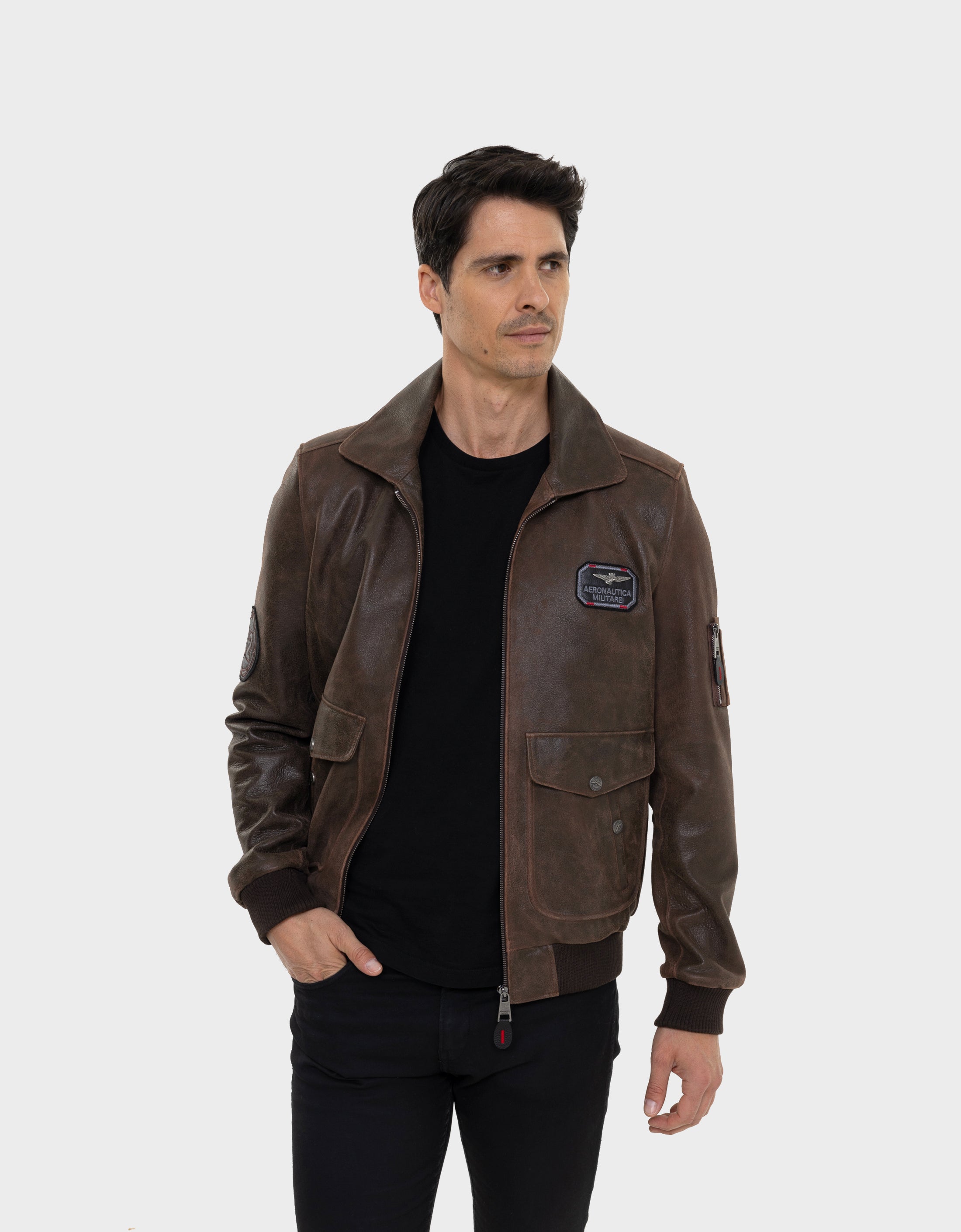AVIATOR  LEATHER JACKET WITH REMOVABLE FUR