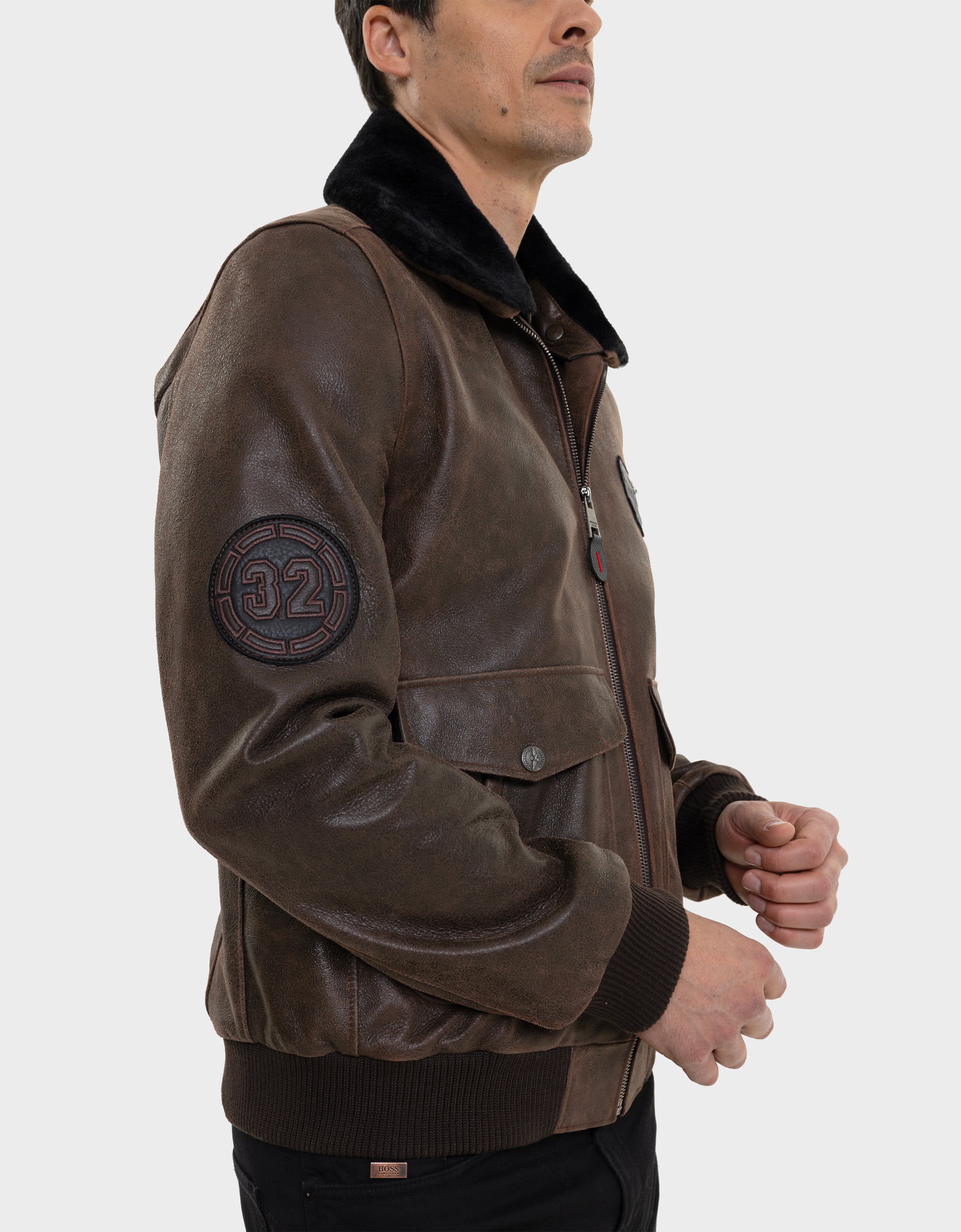 AVIATOR  LEATHER JACKET WITH REMOVABLE FUR