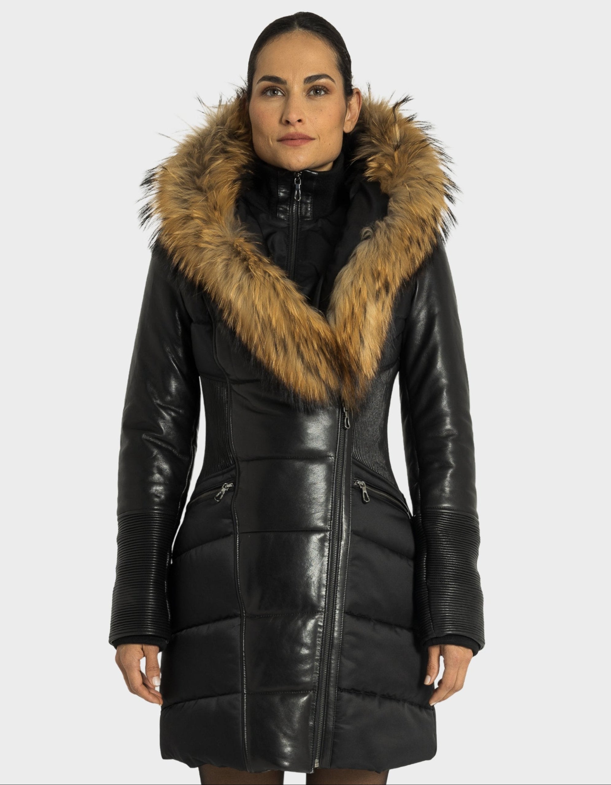 Kylie Leather Sleeves Parka