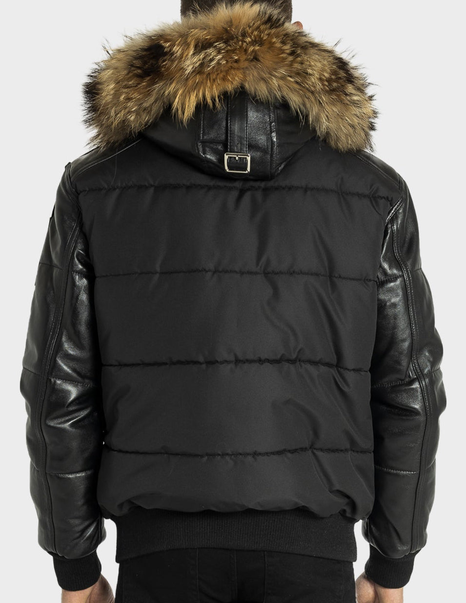 Blouson aviateur Lorenzo en duvet avec manches en cuir