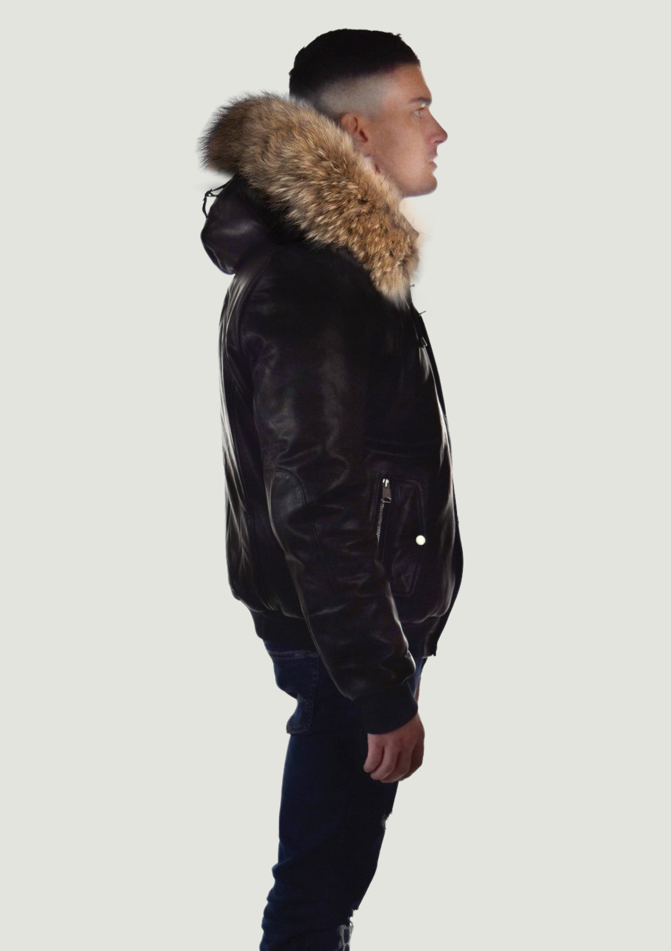 Victor Men's Winter Jacket All Leather With Natural Fur